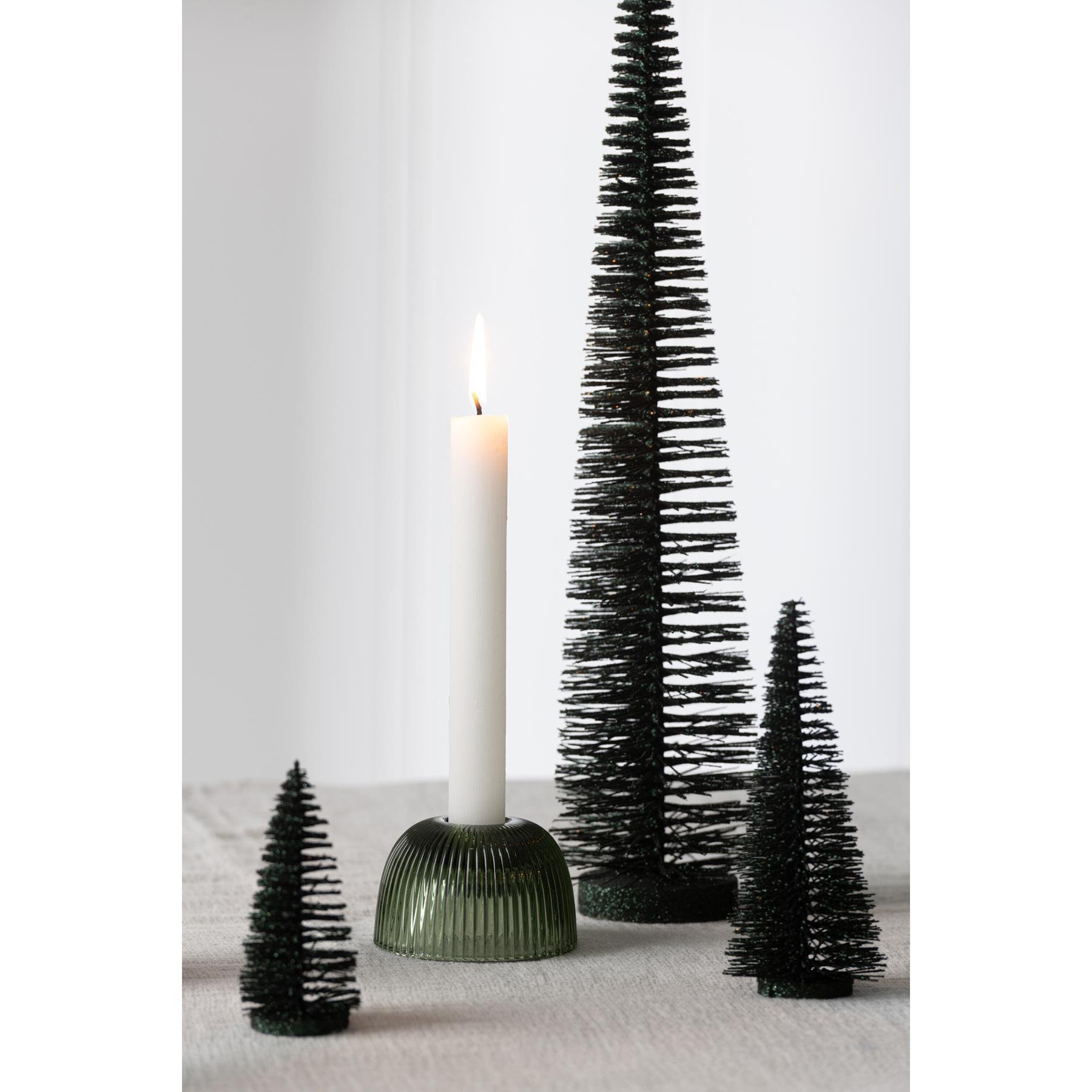 J-Line kaarshouder Canele - glas - groen - 2 stuks
