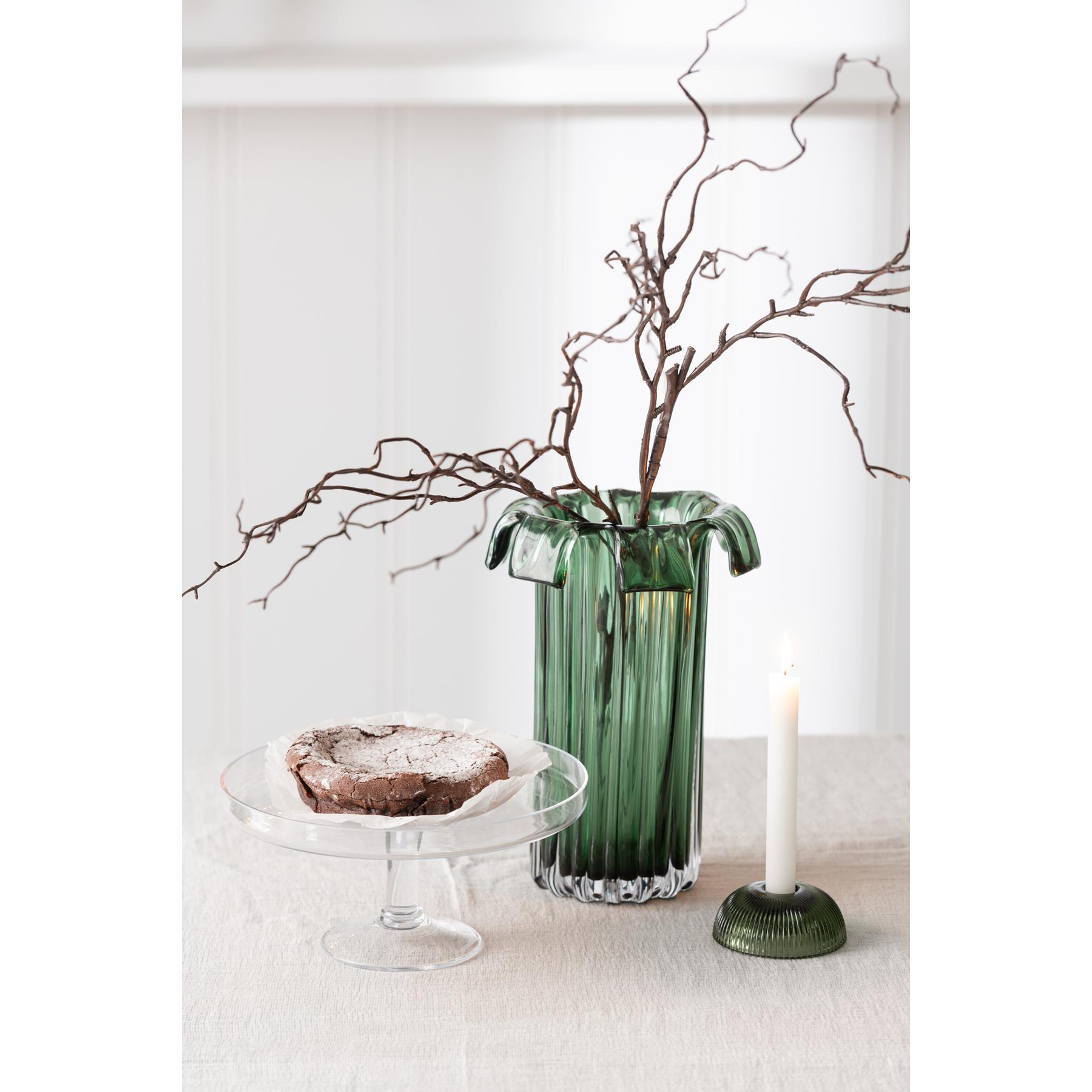 J-Line kaarshouder Canele - glas - groen - 2 stuks