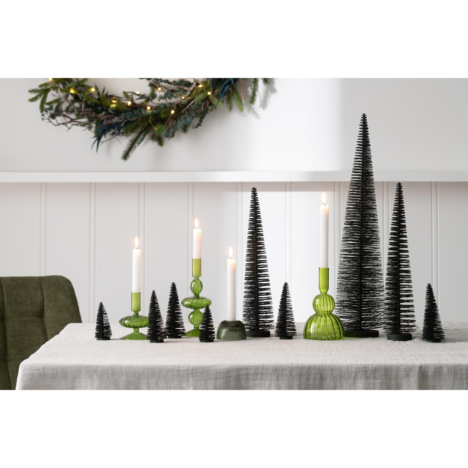 J-Line kaarshouder Canele - glas - groen - 2 stuks