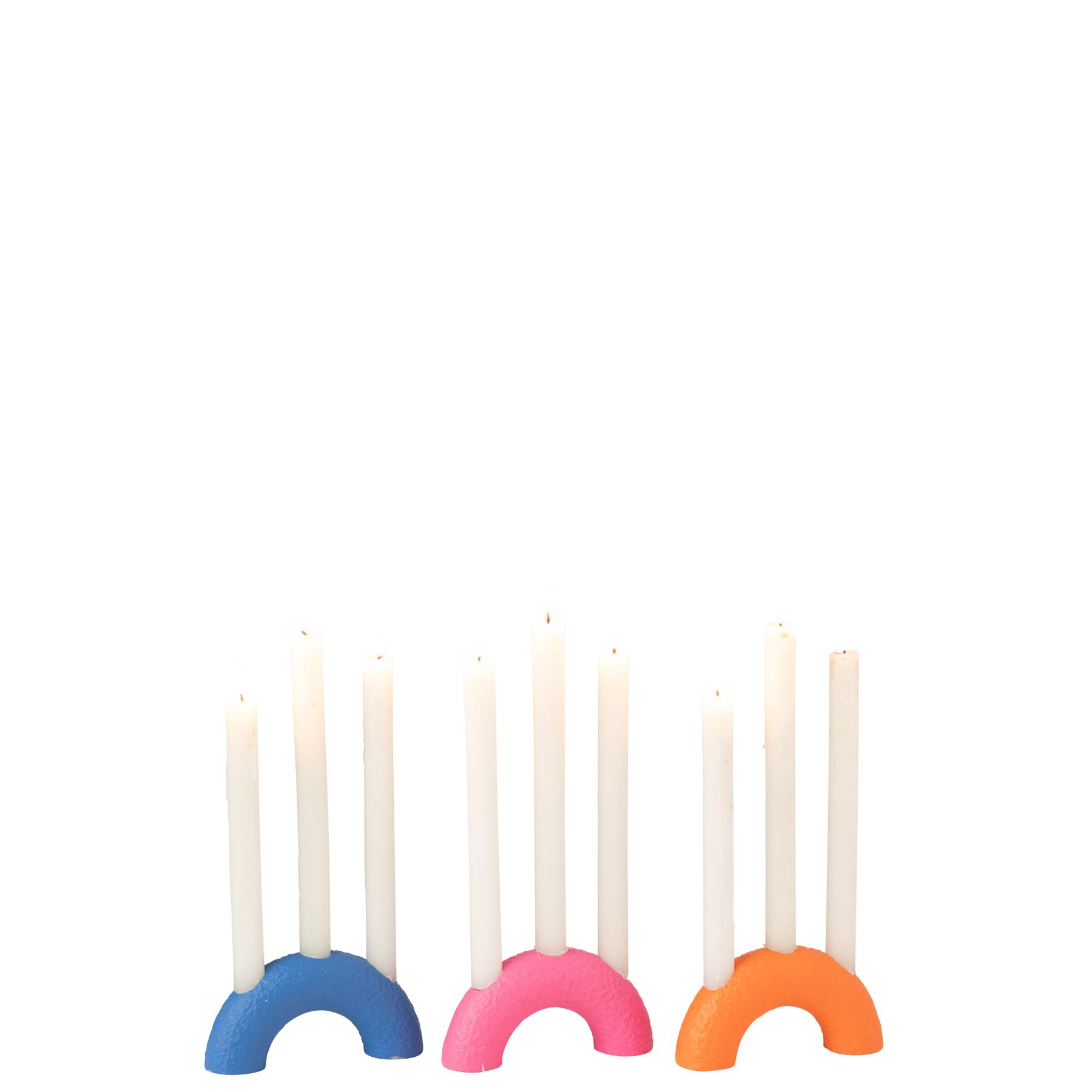 J-Line kandelaar Boog - cement - zwart|wit - 3 stuks