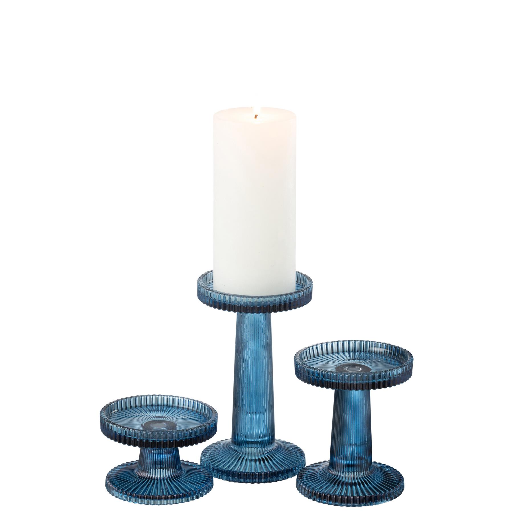 J-Line kaarshouder Nelly - glas - blauw - 3 stuks