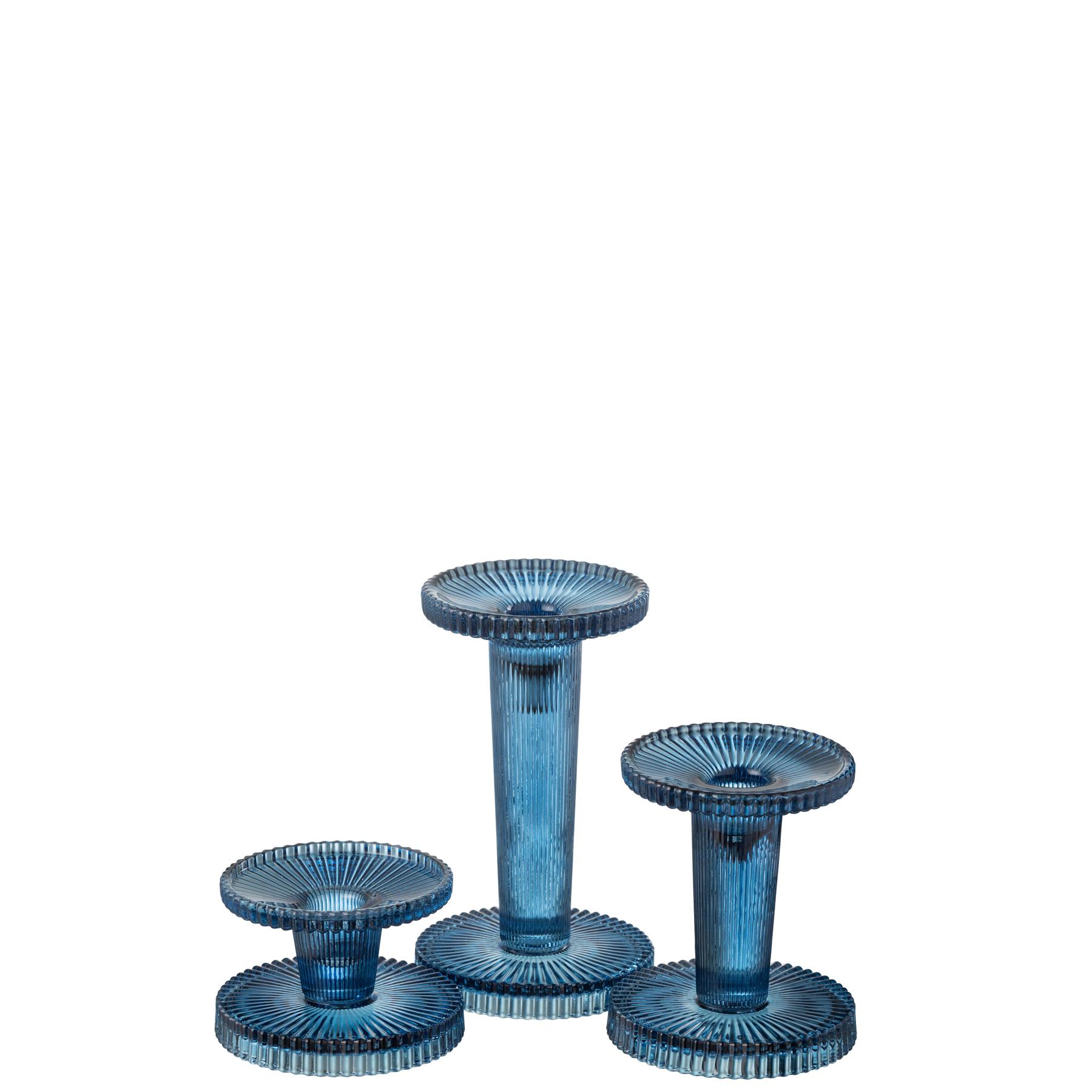 J-Line kaarshouder Nelly - glas - blauw - 3 stuks