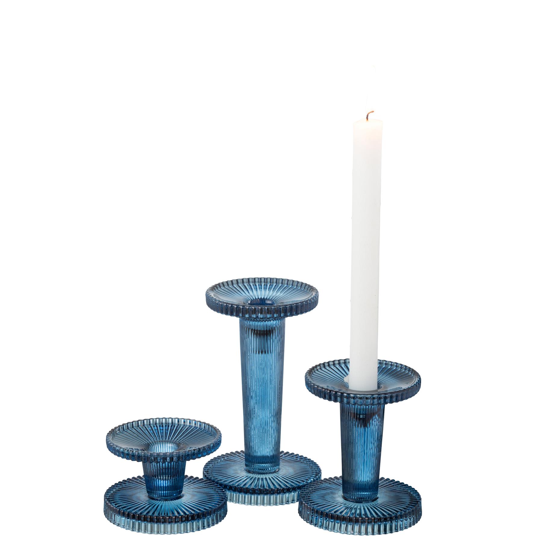 J-Line kaarshouder Nelly - glas - blauw - 3 stuks