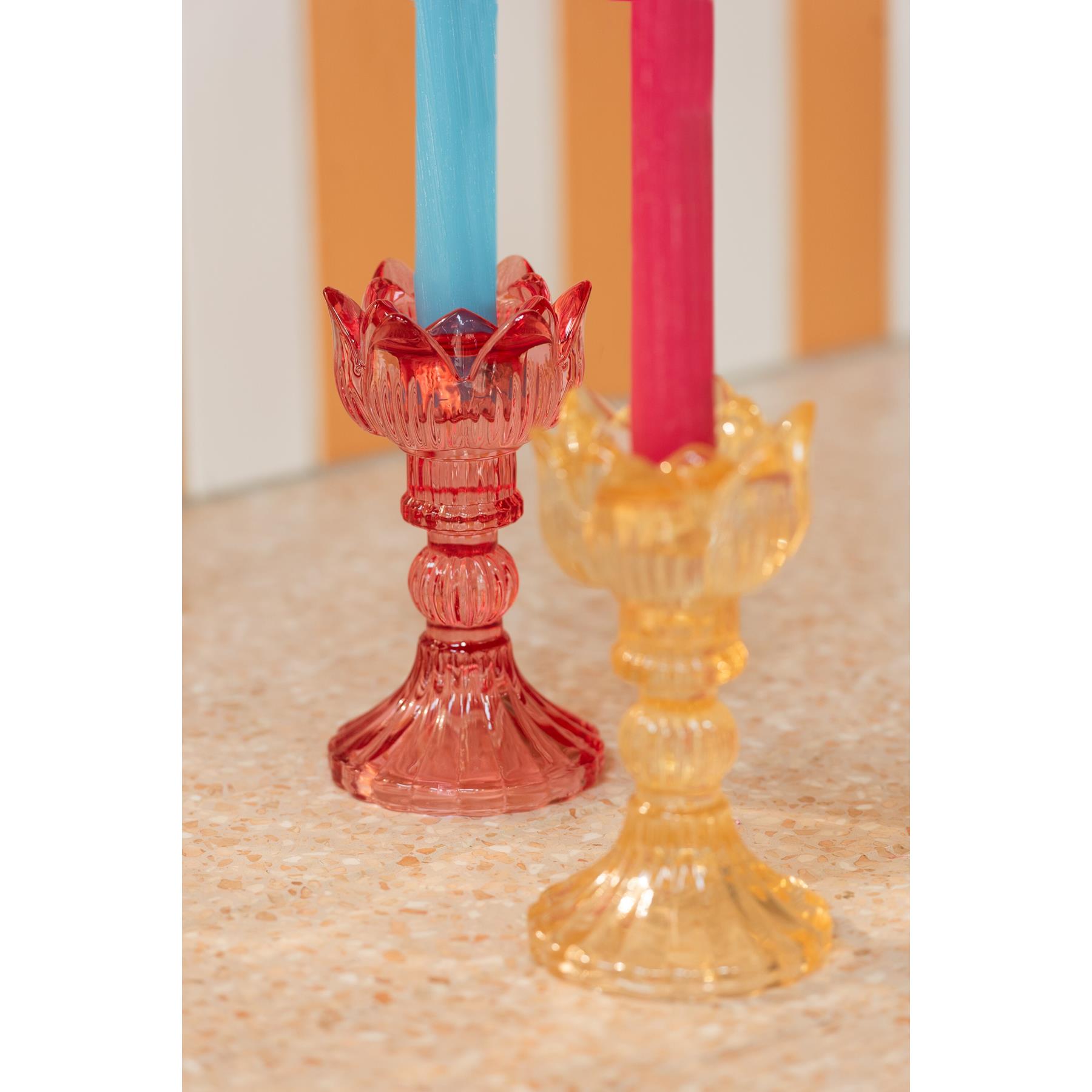J-Line kandelaar Roos Warm - glas - mix - 3 stuks