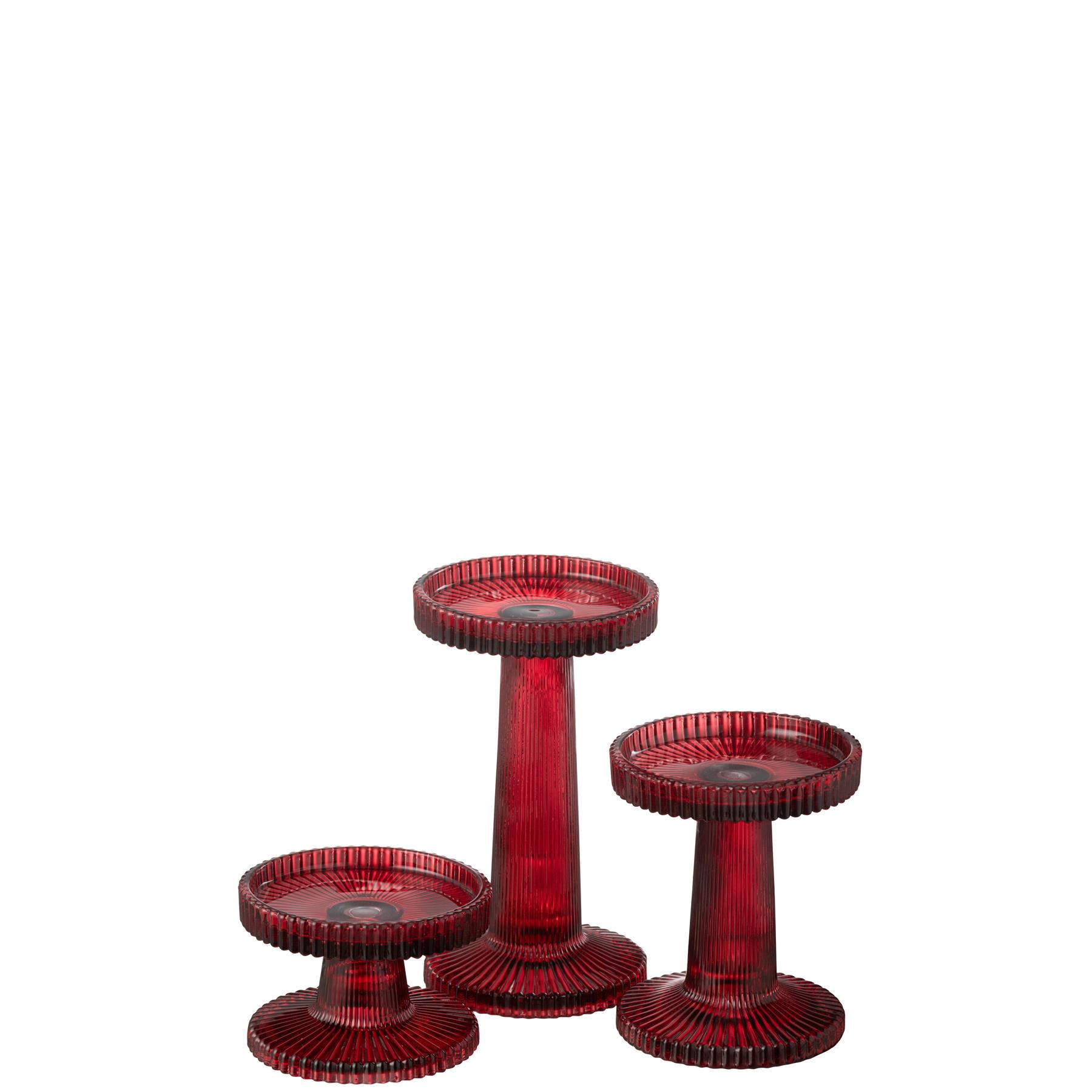 J-Line kaarshouder Nelly - glas - rood - 3 stuks