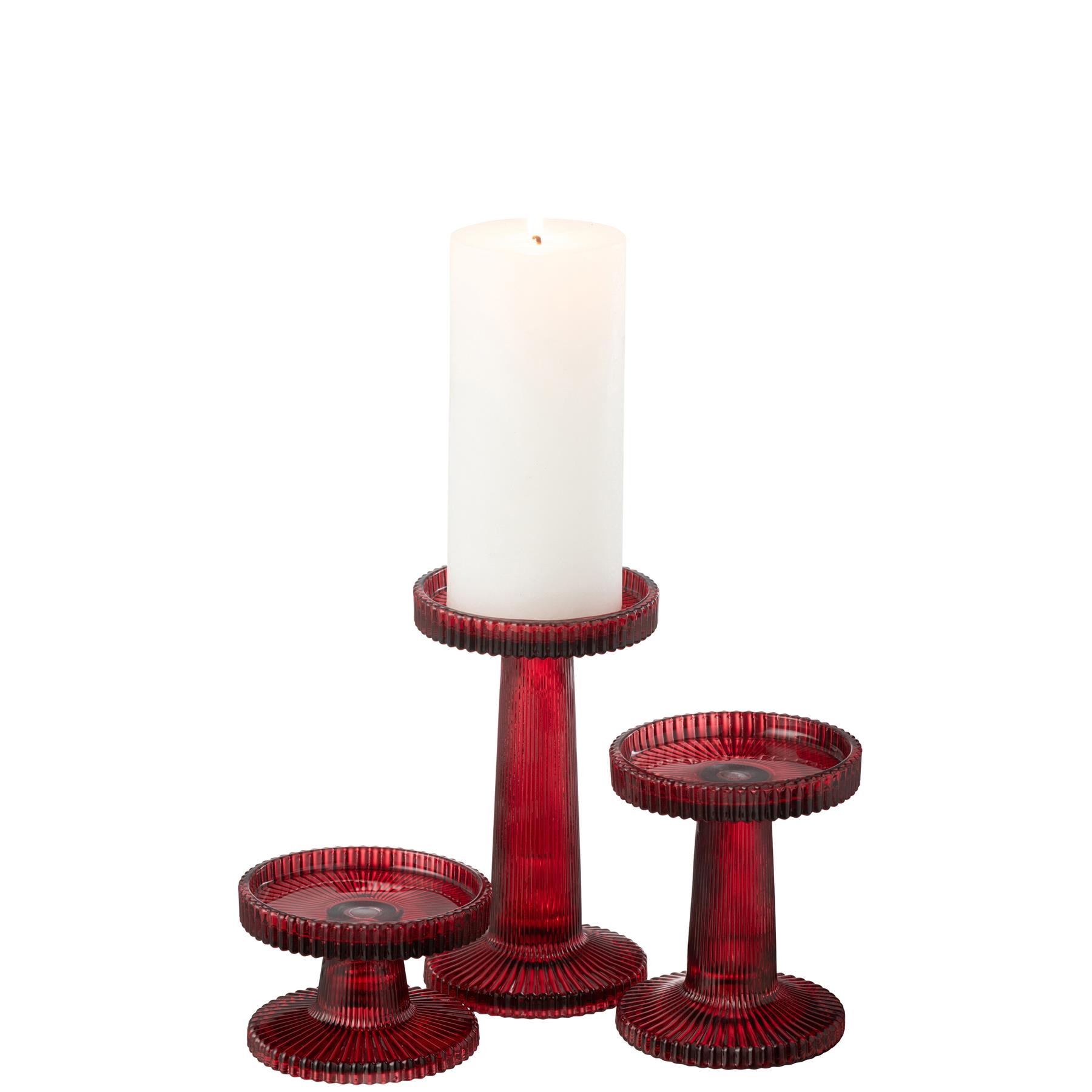 J-Line kaarshouder Nelly - glas - rood - 3 stuks