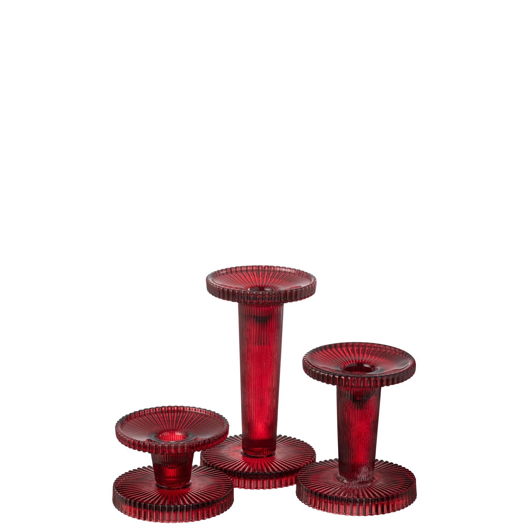 J-Line kaarshouder Nelly - glas - rood - 3 stuks