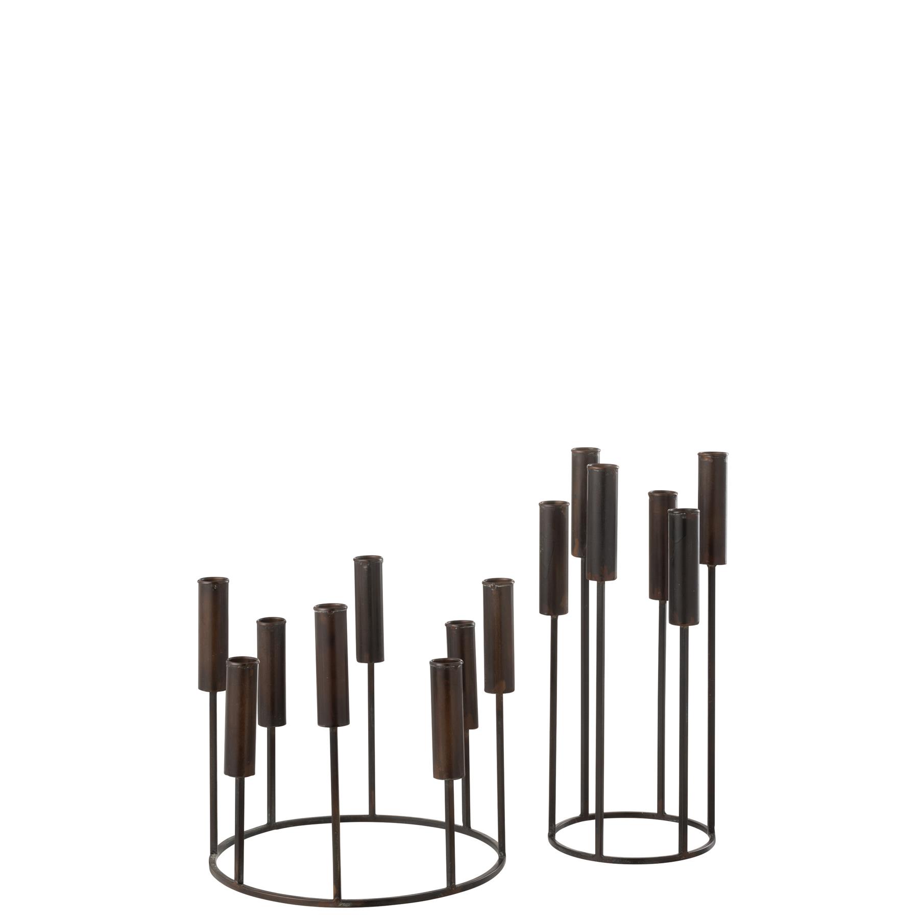 J-Line kandelaar Pierre - ijzer - zwart - 2 stuks
