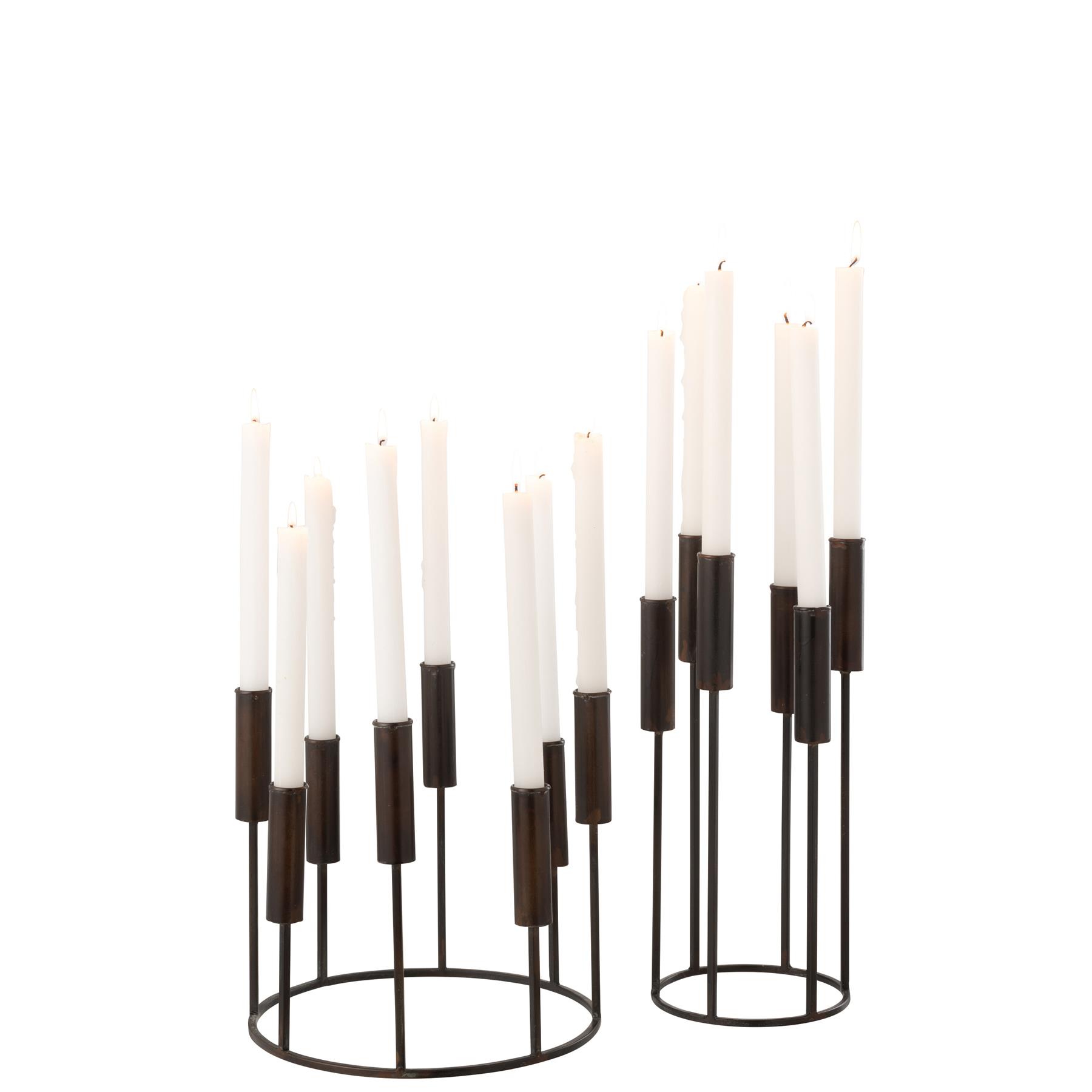 J-Line kandelaar Pierre - ijzer - zwart - 2 stuks