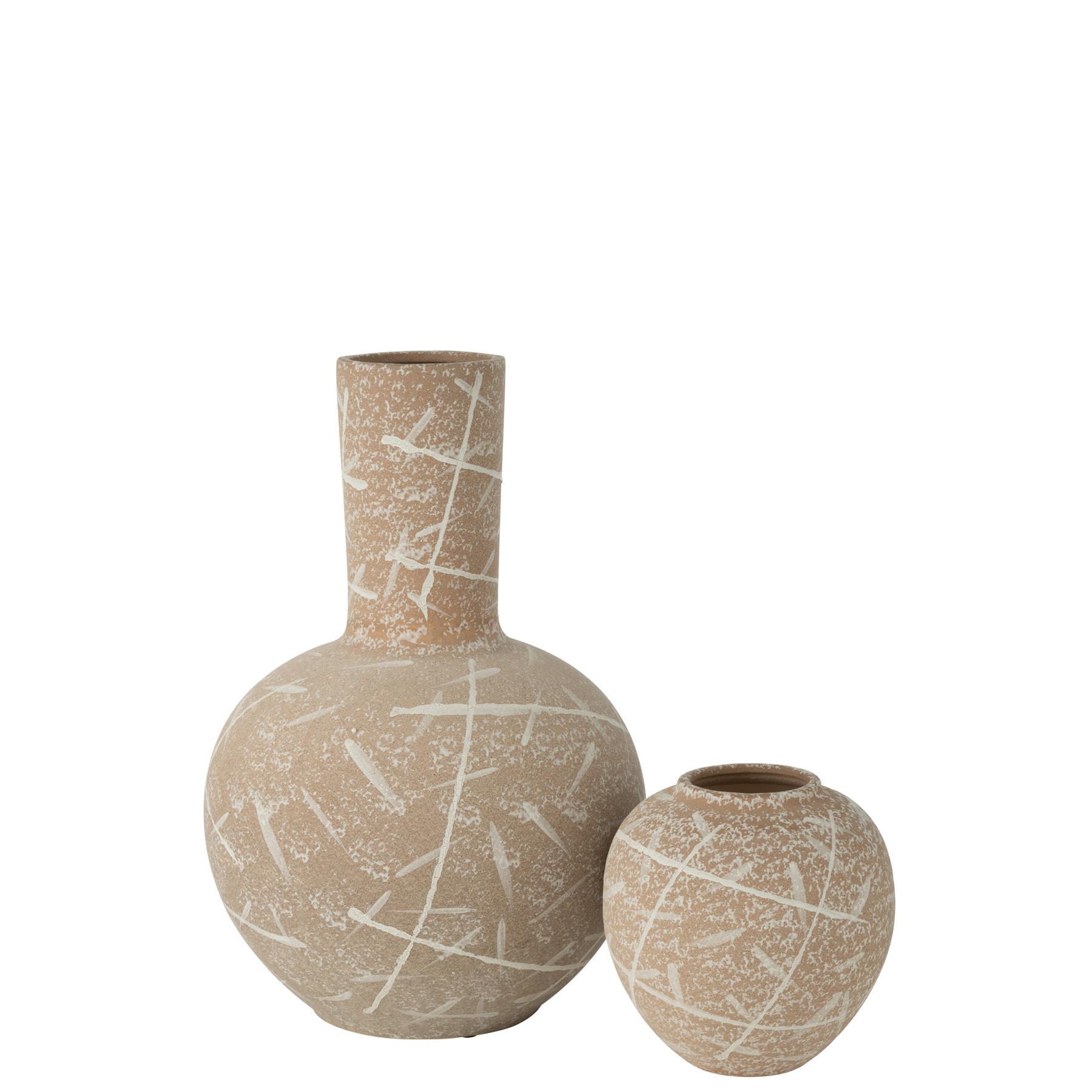 J-Line vaas Dune Bol - keramiek - beige|wit - Ø 34 cm