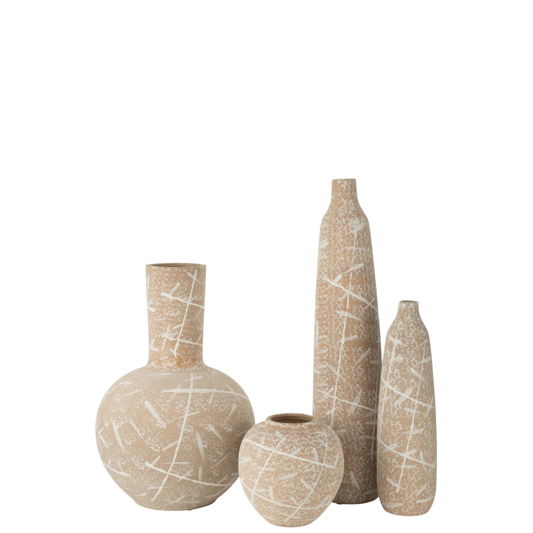 J-Line vaas Dune Bol - keramiek - beige|wit - Ø 34 cm