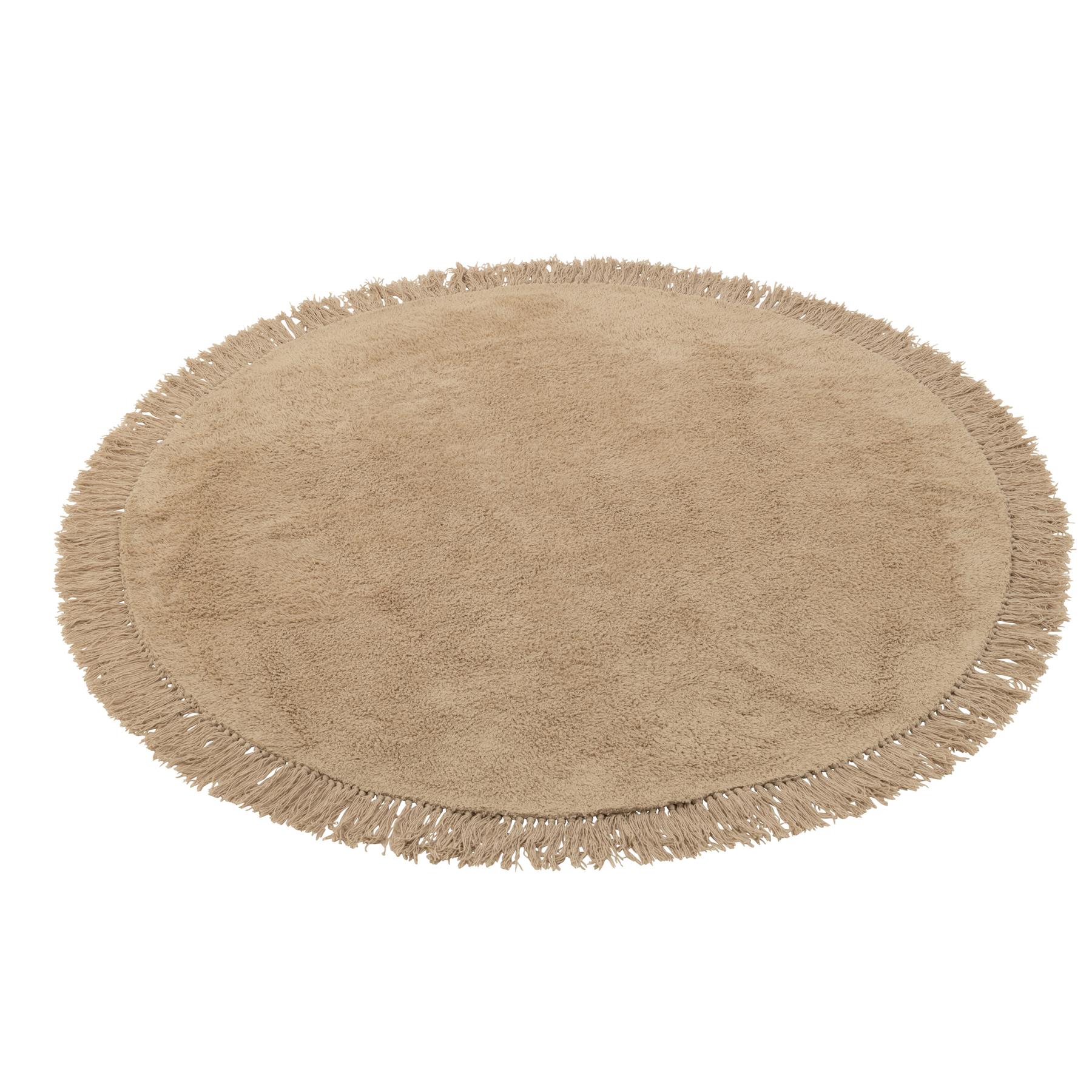 J-Line tapijt Rond + Franjes - katoen -  beige