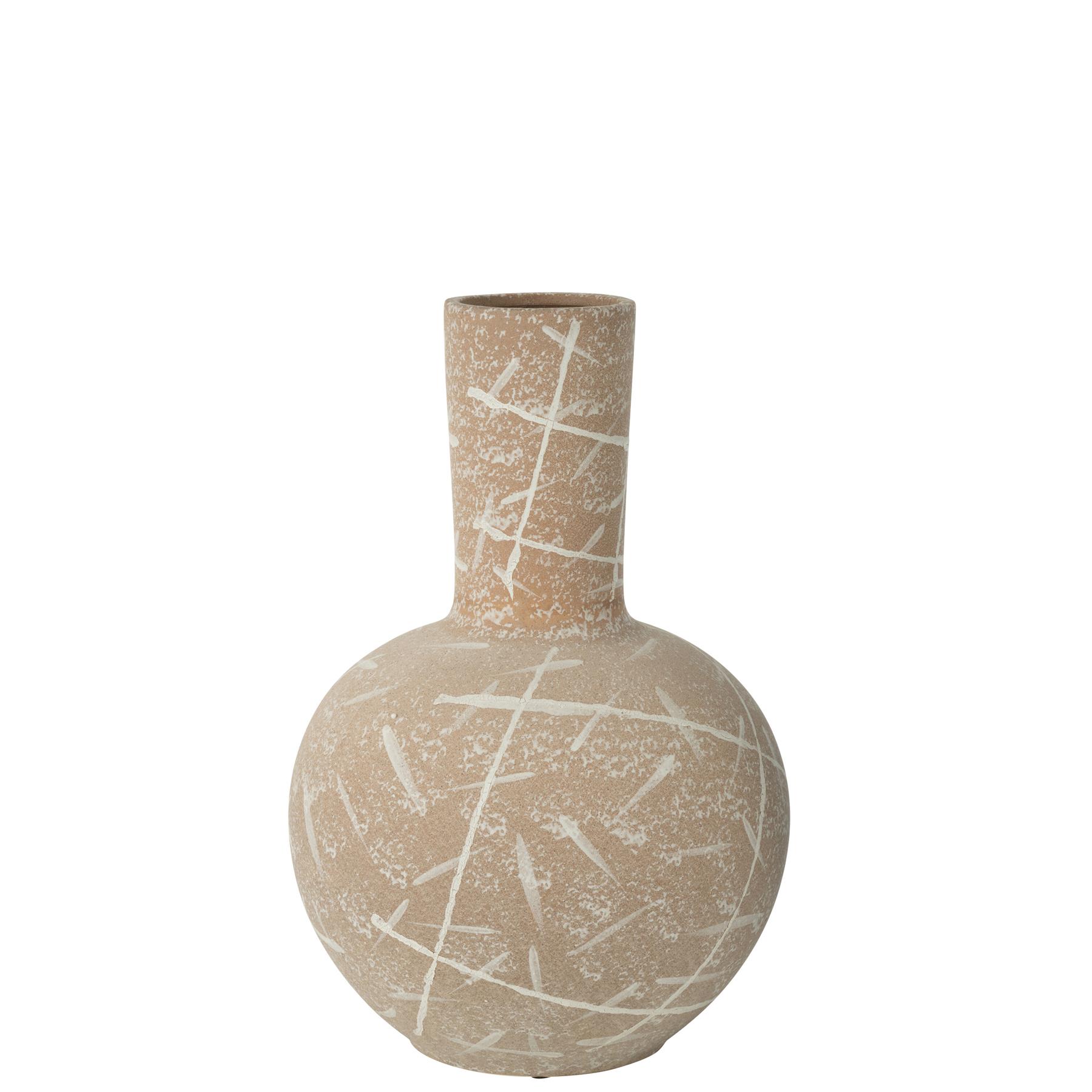 J-Line vaas Dune Bol - keramiek - beige|wit - Ø 34 cm
