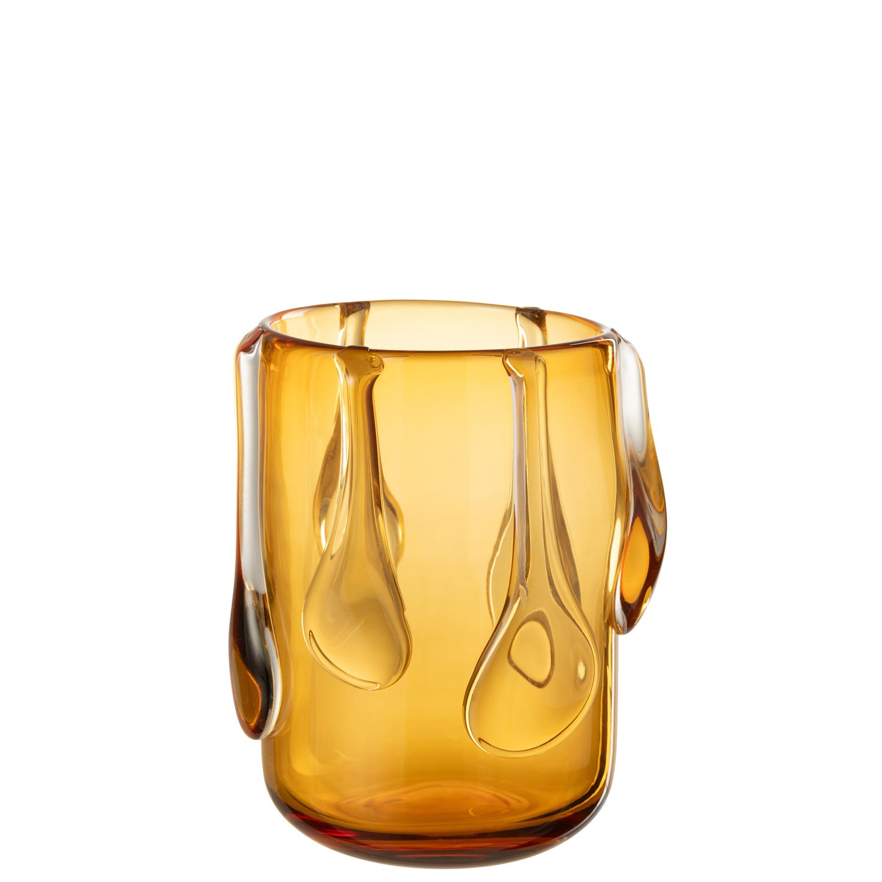 J-Line vaas Drippy - glas - amber - small -  Ø 18.5 cm