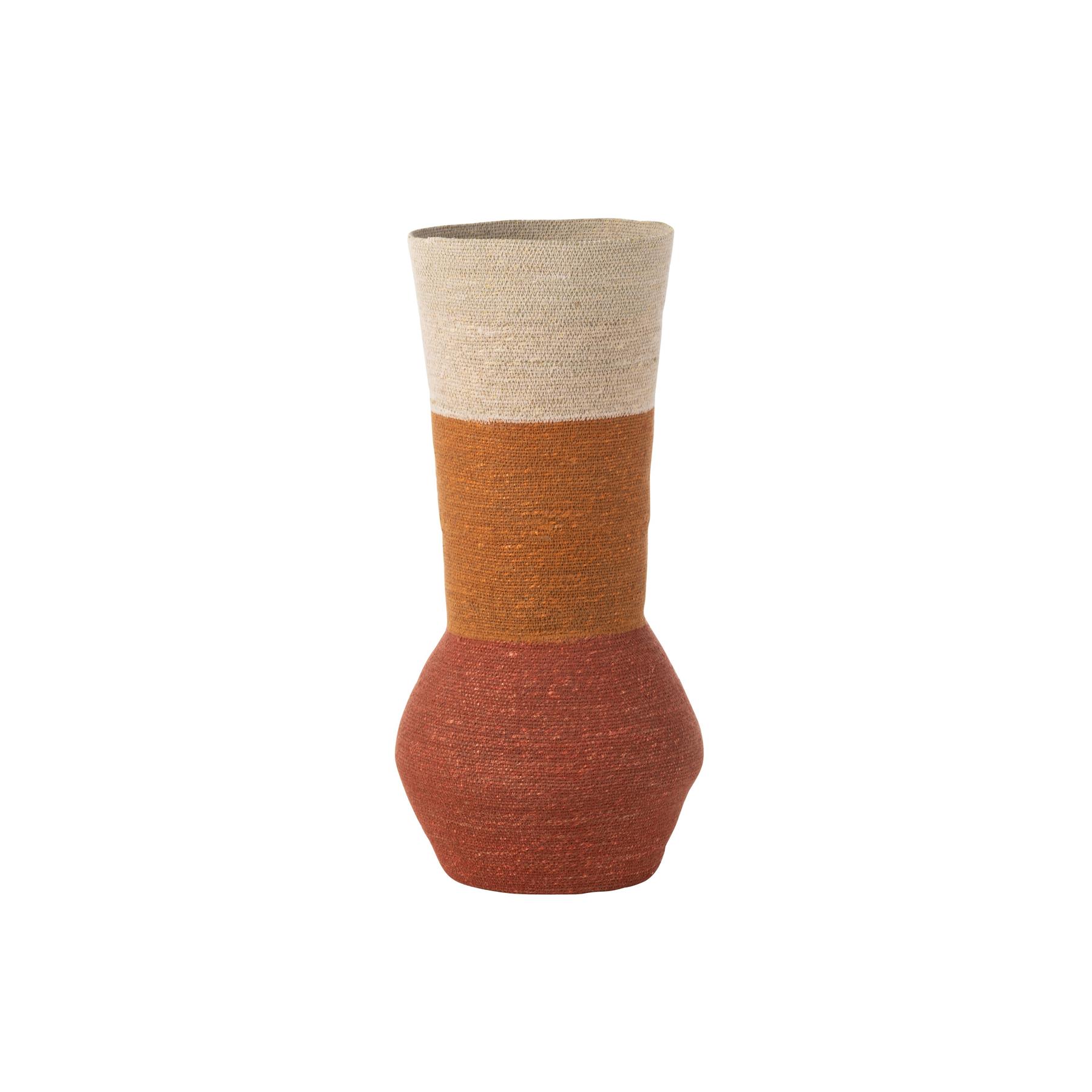 J-Line vaas Strepen - zeegras - naturel|roest - 68 cm hoog