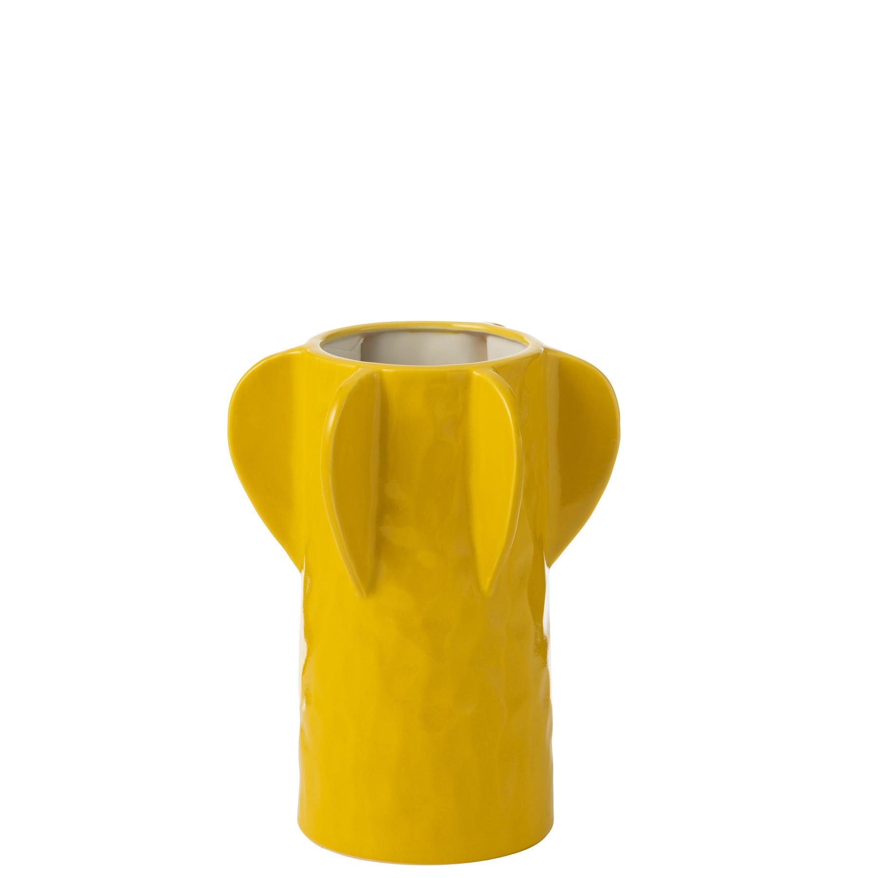 J-Line vaas Juno - keramiek - geel - medium - 27 cm hoog