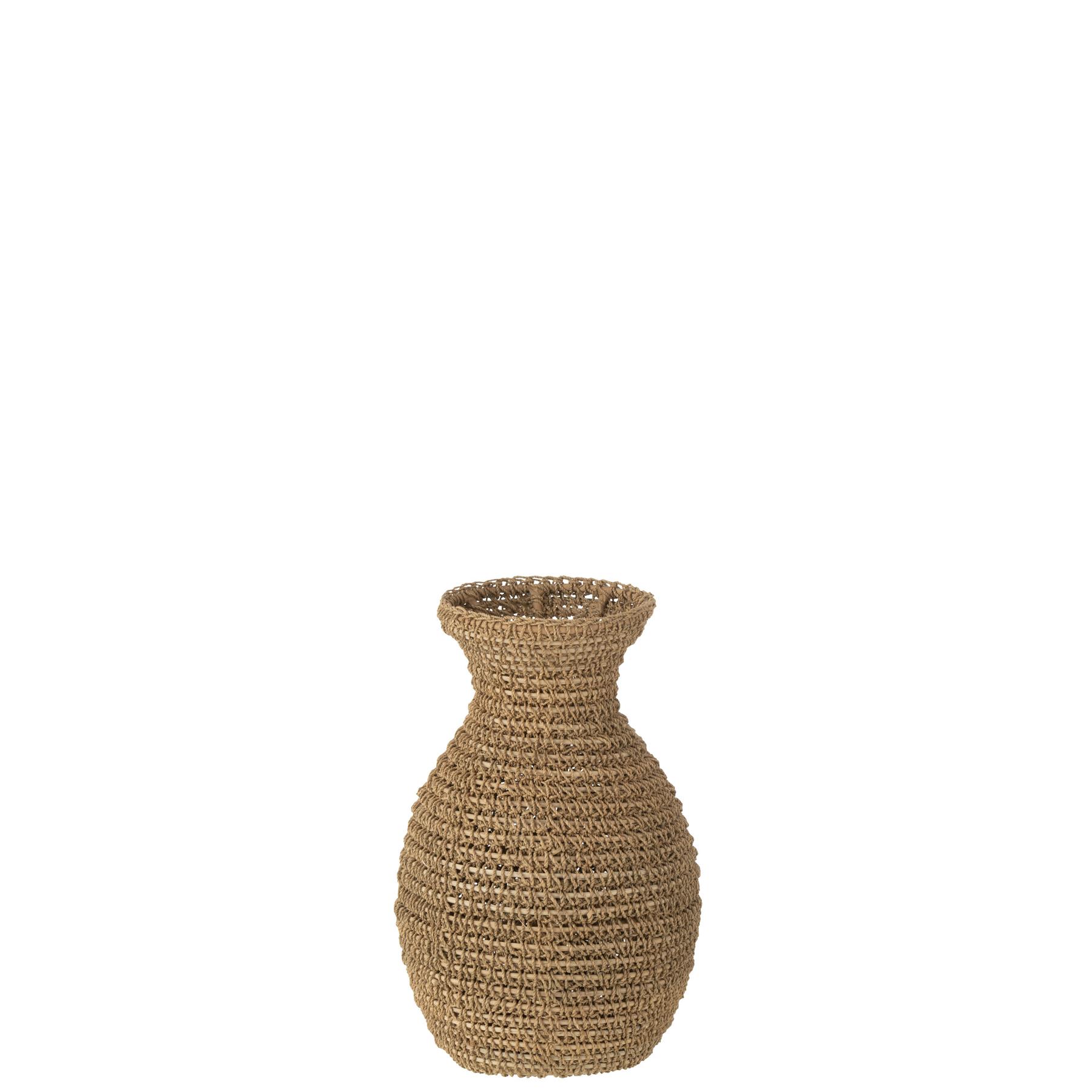 J-Line vaas Lise - zeegras - naturel - small - 38 cm hoog