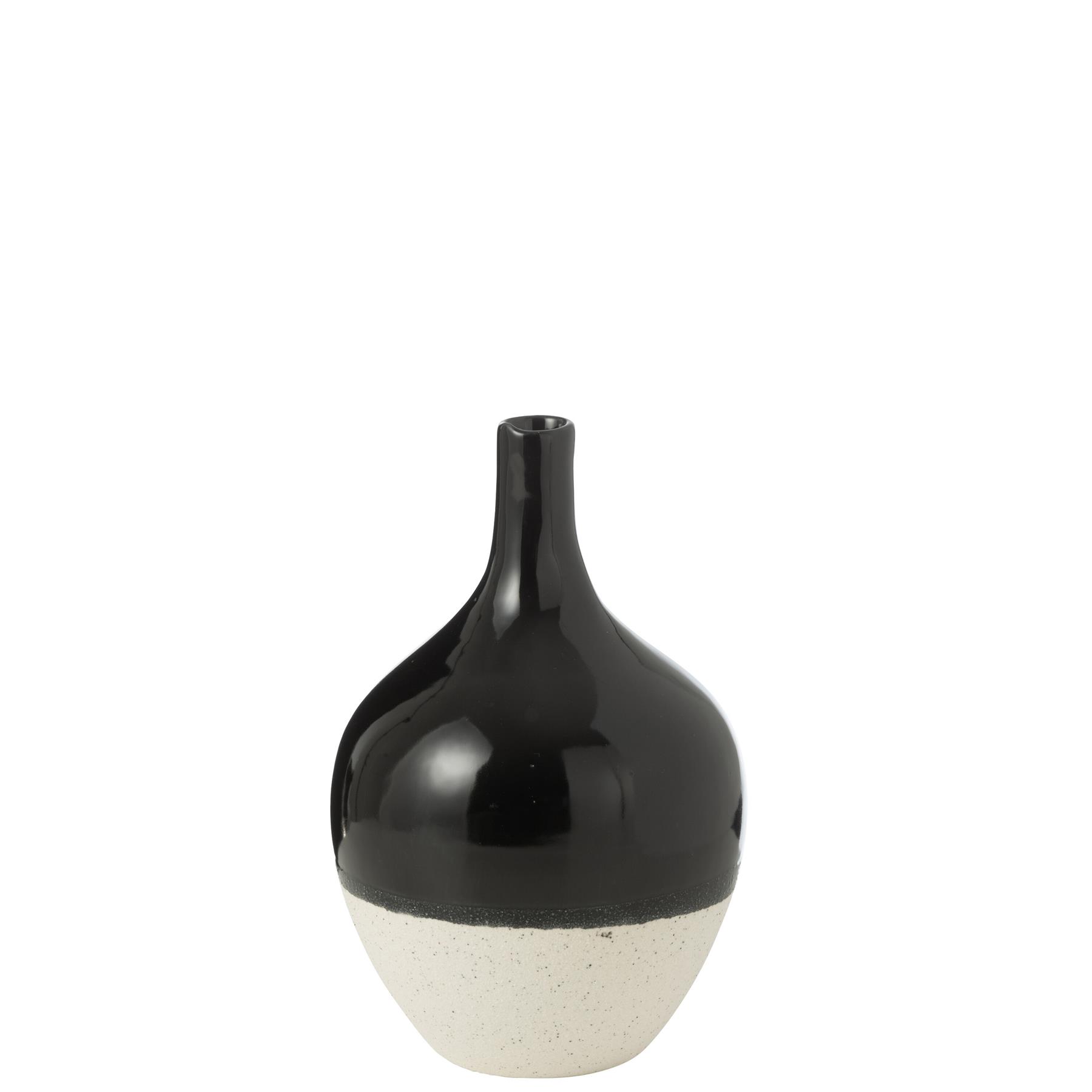 J-Line vaas Iva - porselein - zwart|wit - medium - Ø 15.5 cm