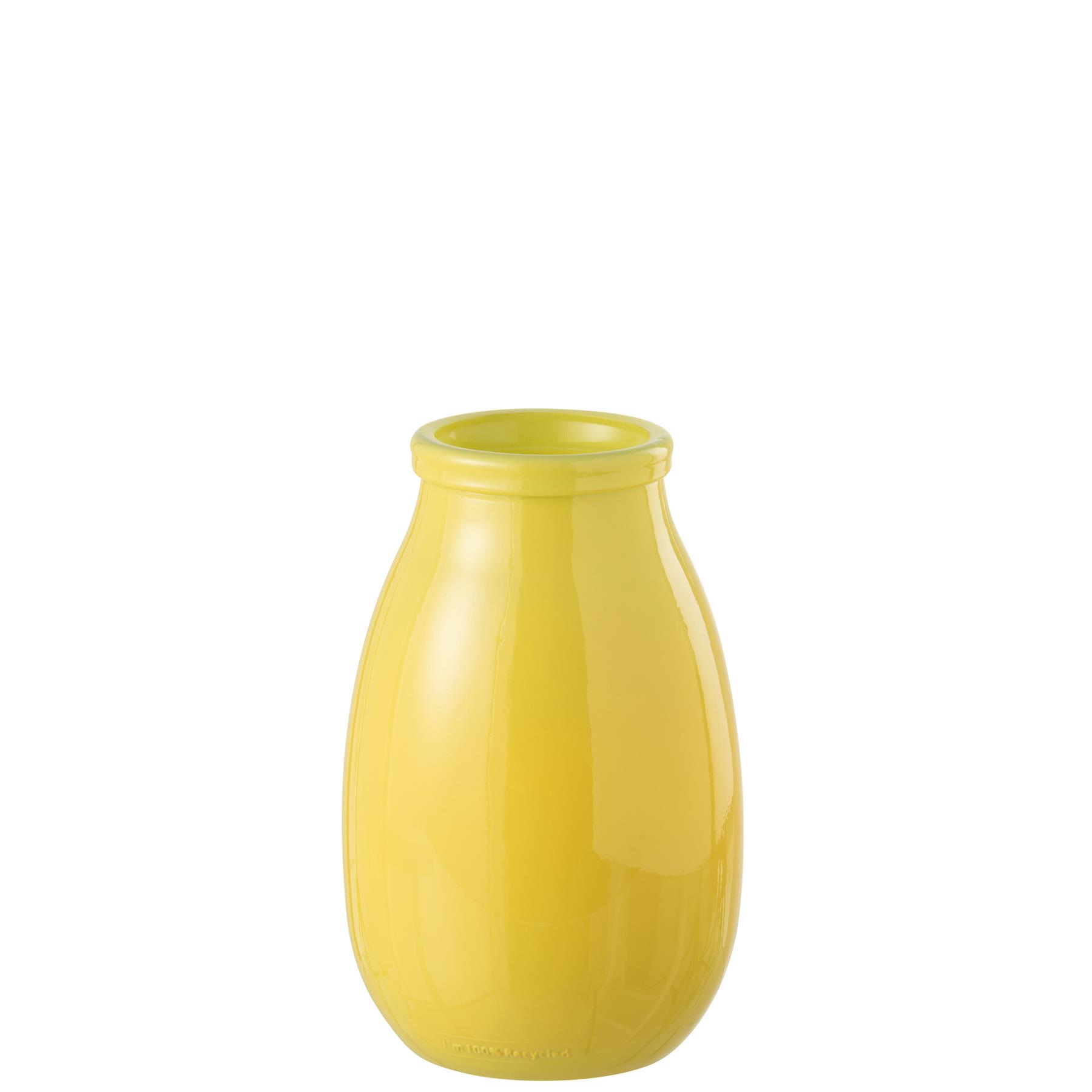 J-Line vaas - glas - geel - large - Ø 17.5 cm