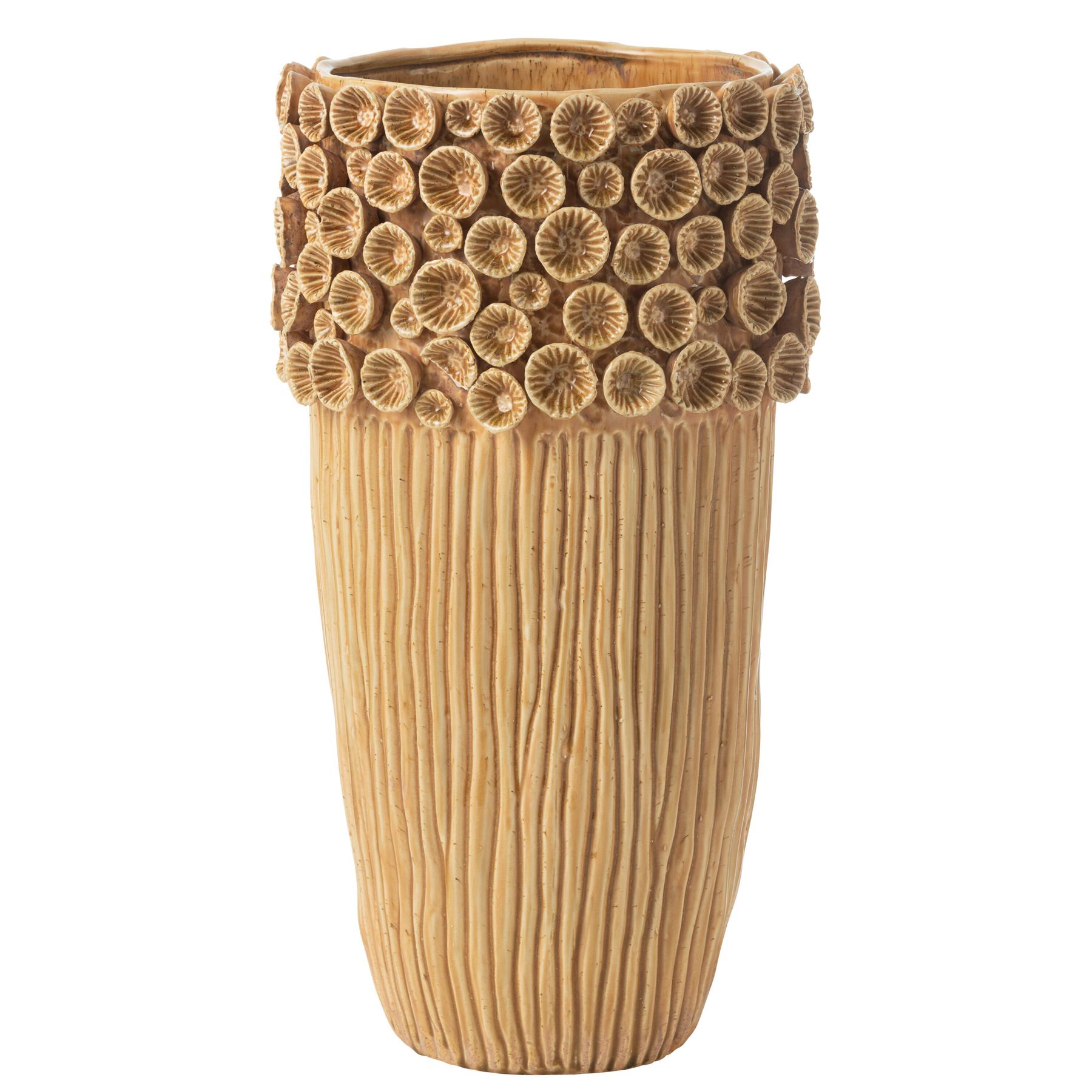 J-Line vaas Koraal Hoog - keramiek - geel - large - 56.5 cm hoog