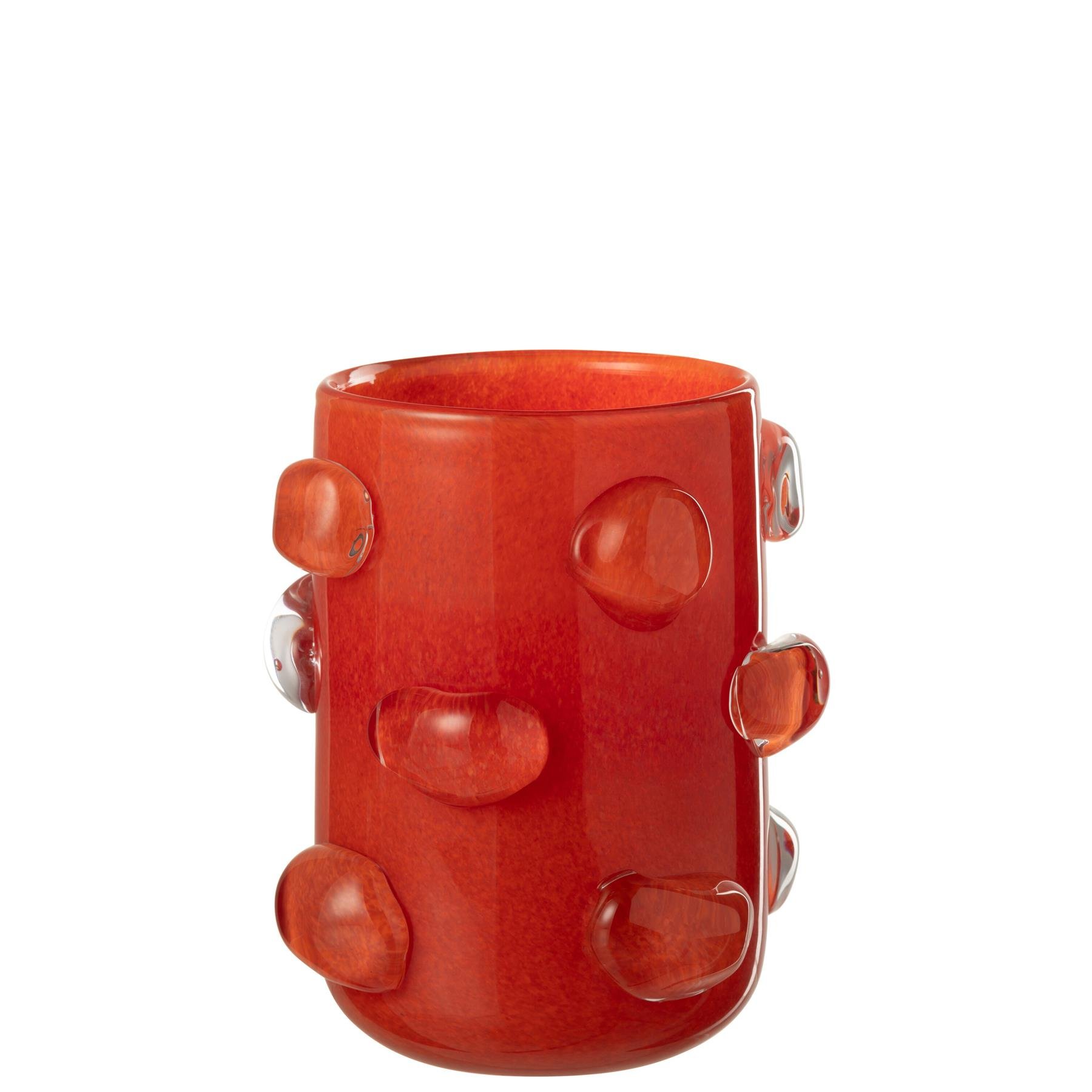 J-Line vaas Aruna - glas - rood - small - Ø 19 cm