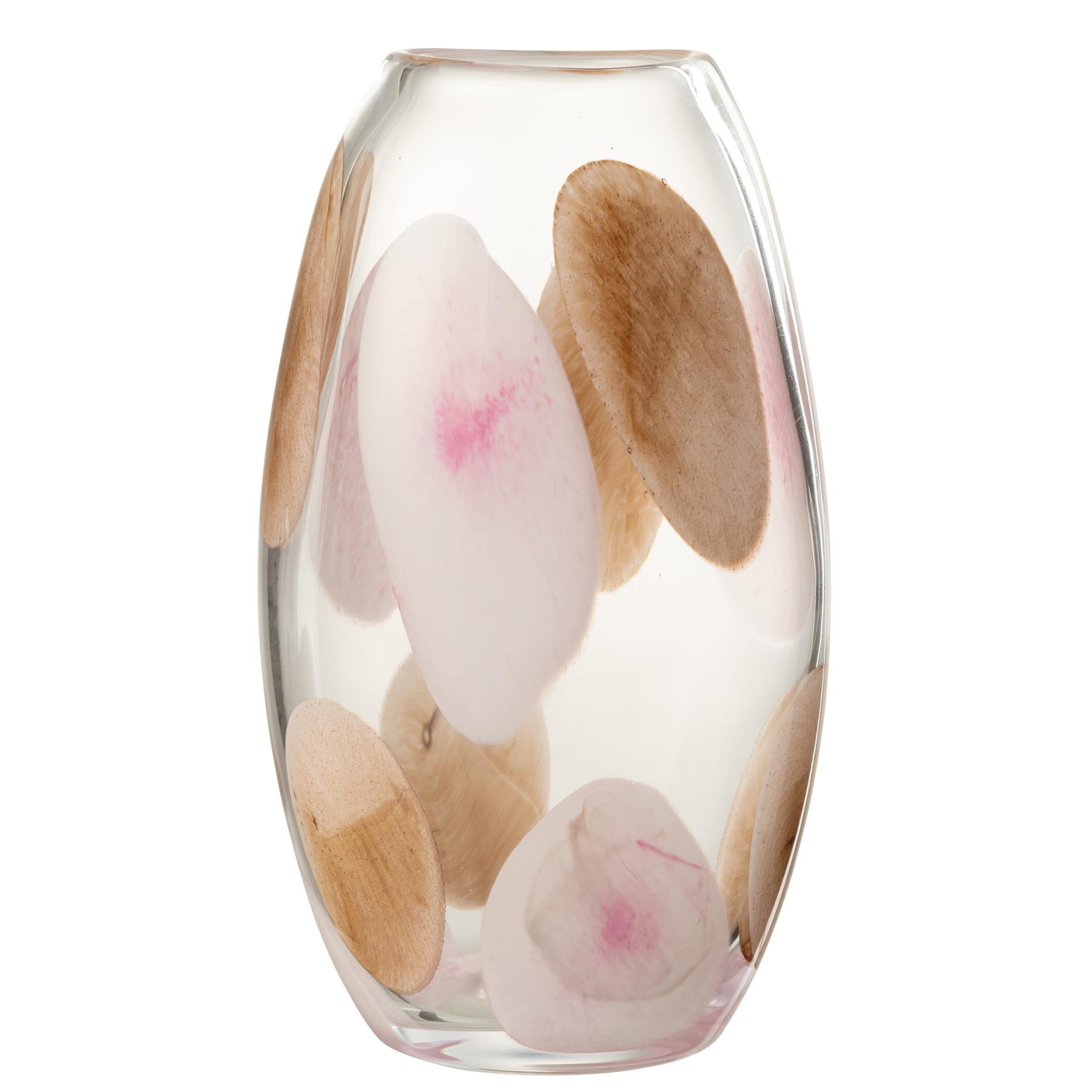 J-Line vaas Momo - glas - roze|bruin - large - 34.5 cm hoog