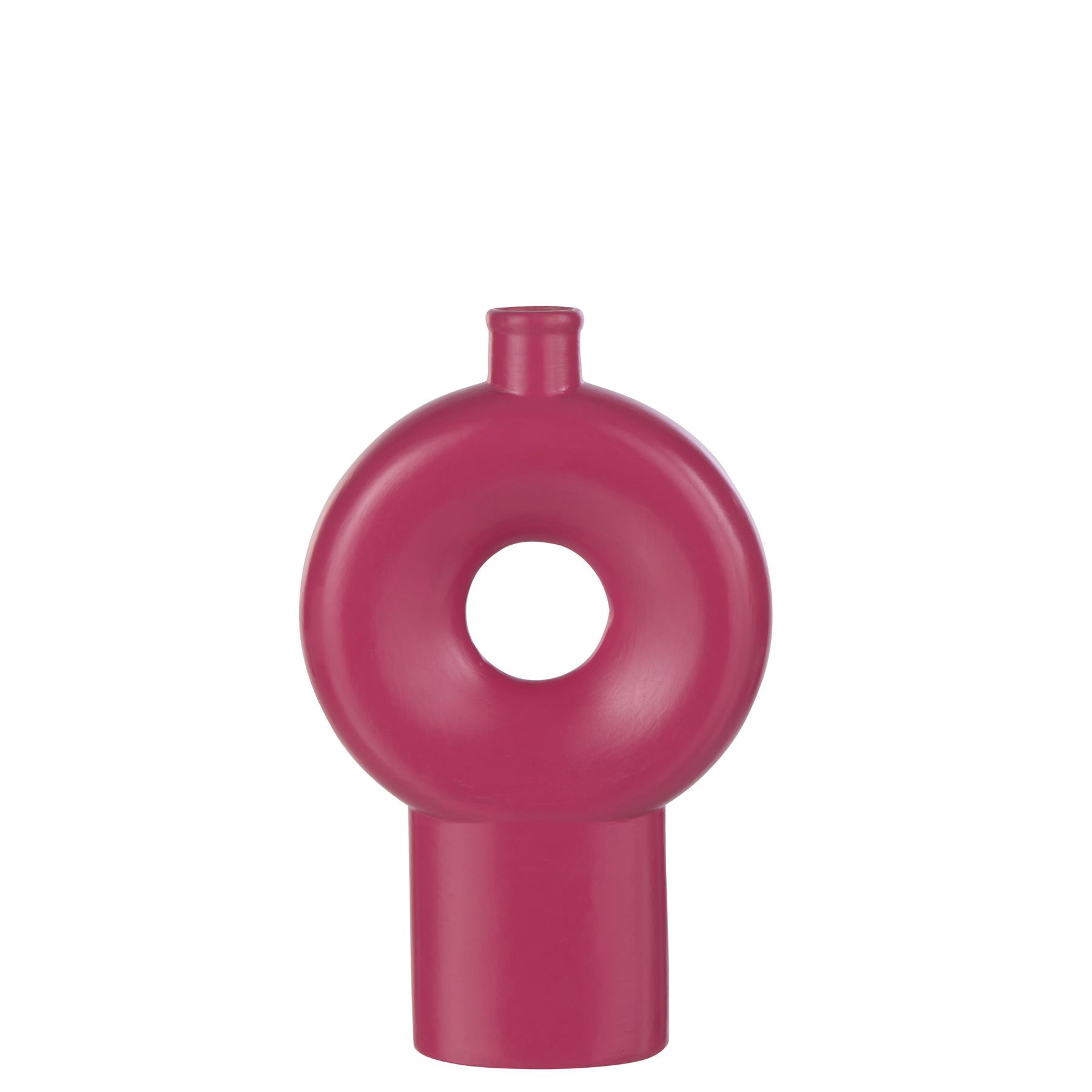 J-Line vaas Abstract - porselein - fuchsia - large - 27.5 cm hoog