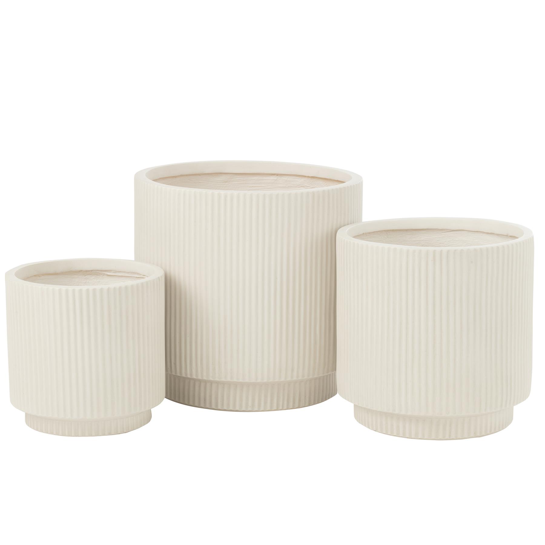 J-Line bloempot Misty - keramiek - wit - 3 stuks - Ø 37 cm