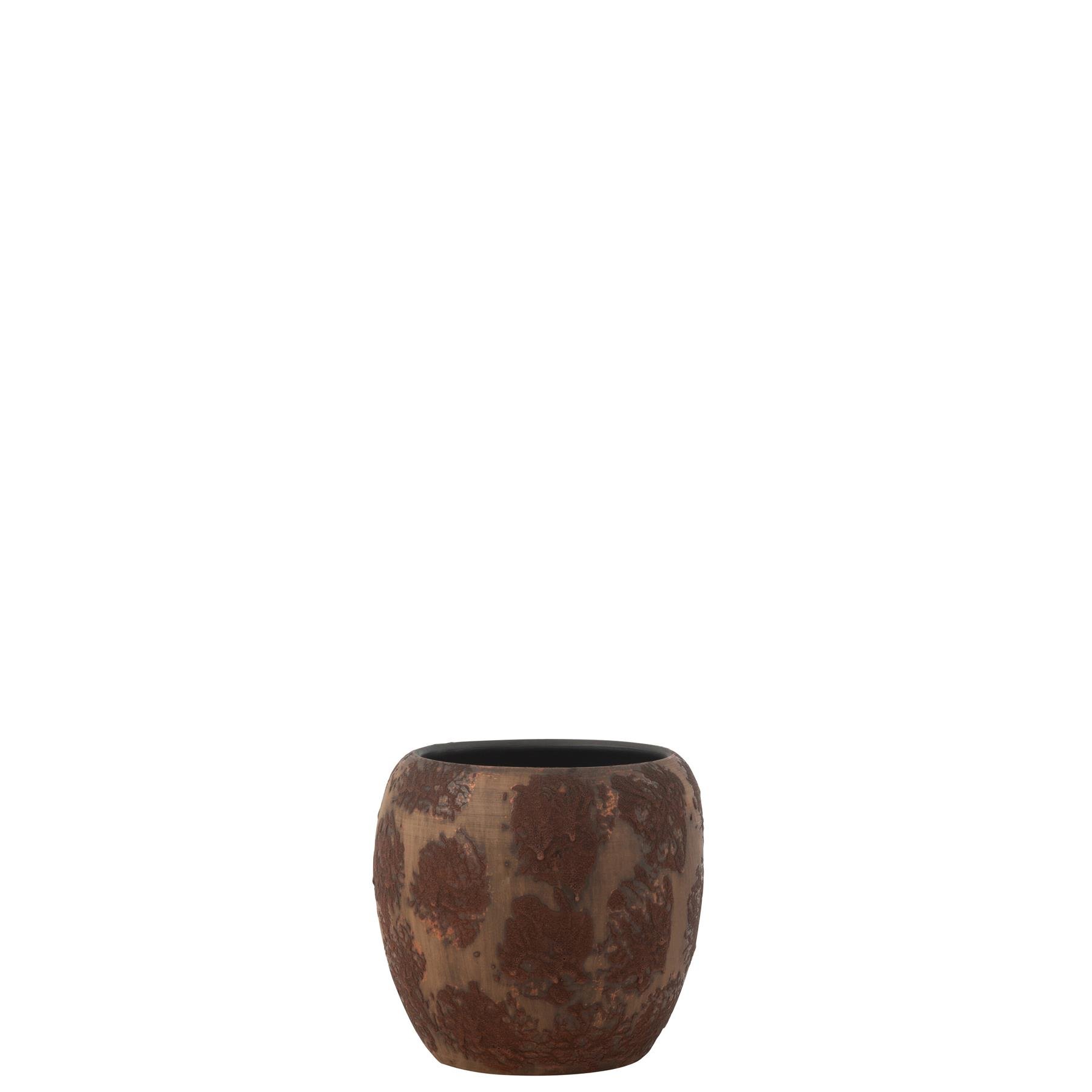J-Line bloempot Round Terra - keramiek - bruin - large - Ø 24 cm