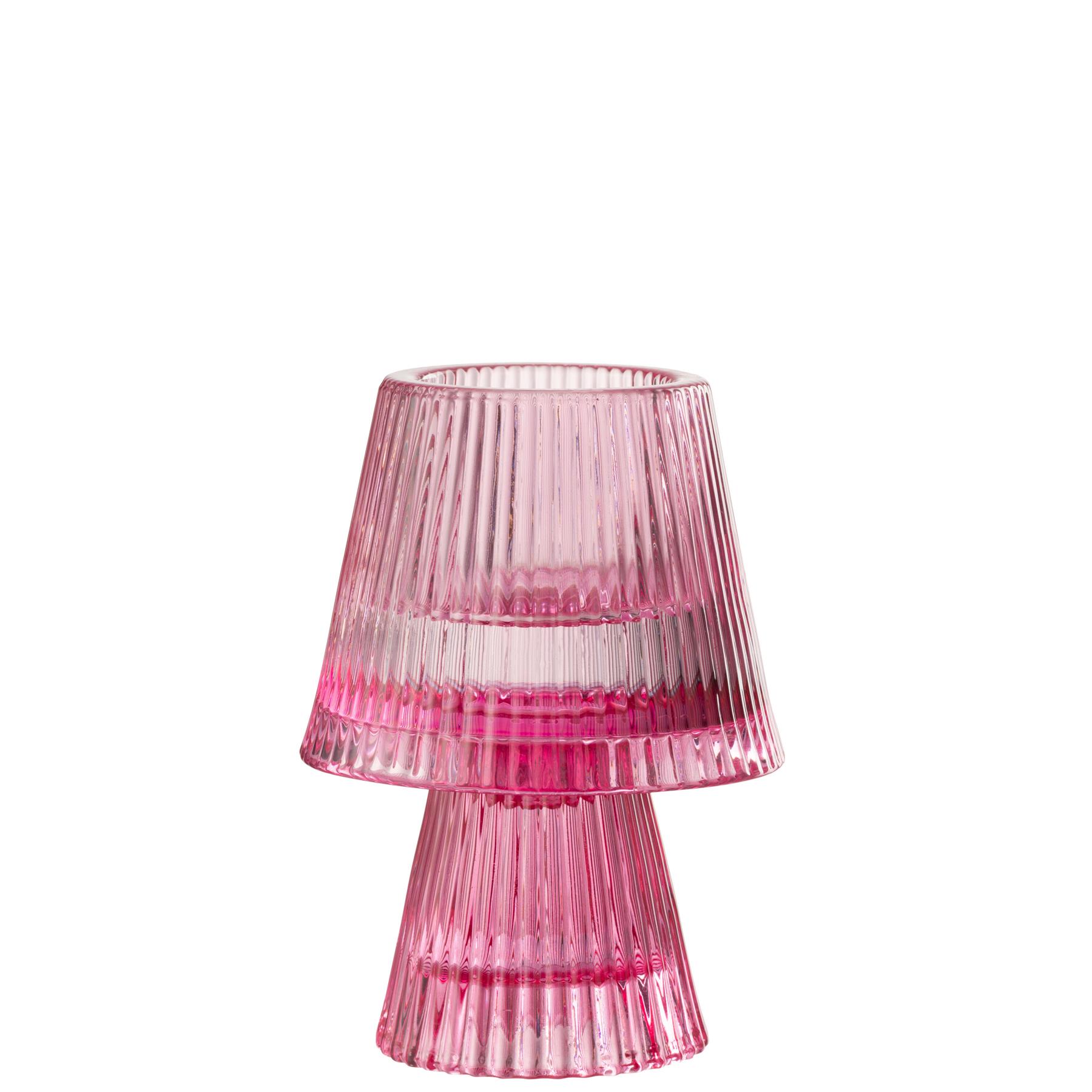 J-Line theelichthouder Hoed - glas - roze