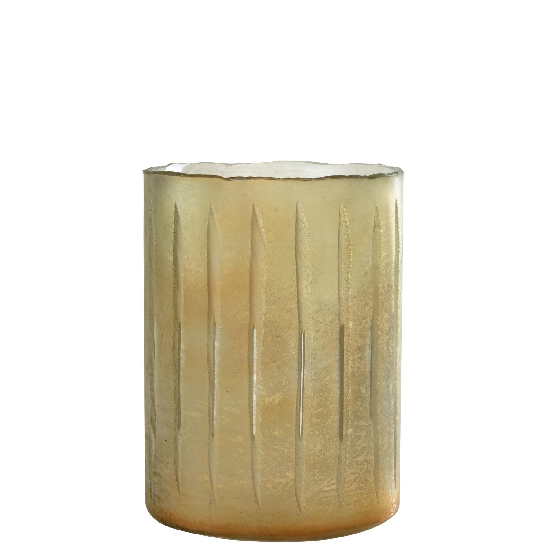 J-Line windlicht Strepen - glas - geel - large