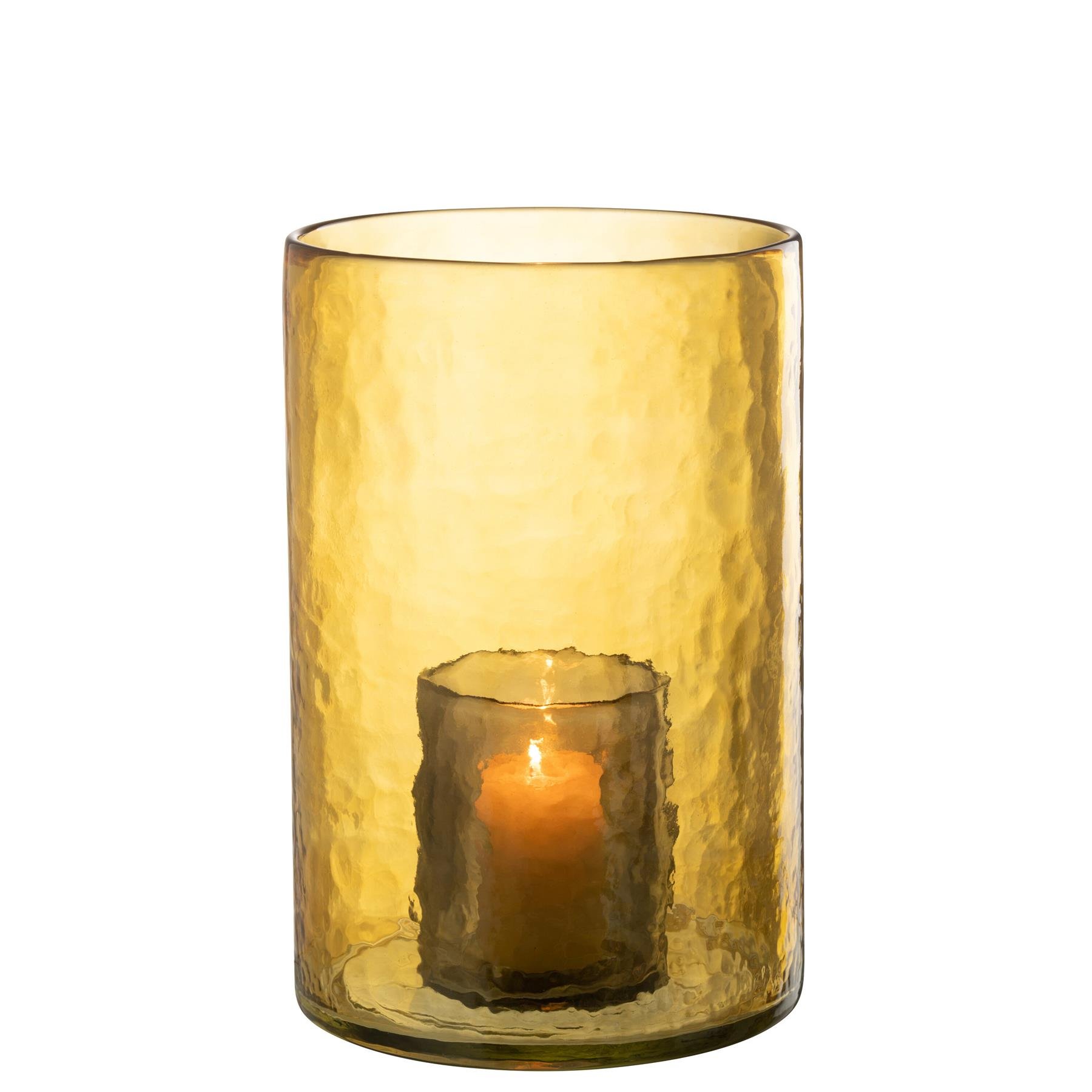 J-Line windlicht Dubbel - glas - geel - large