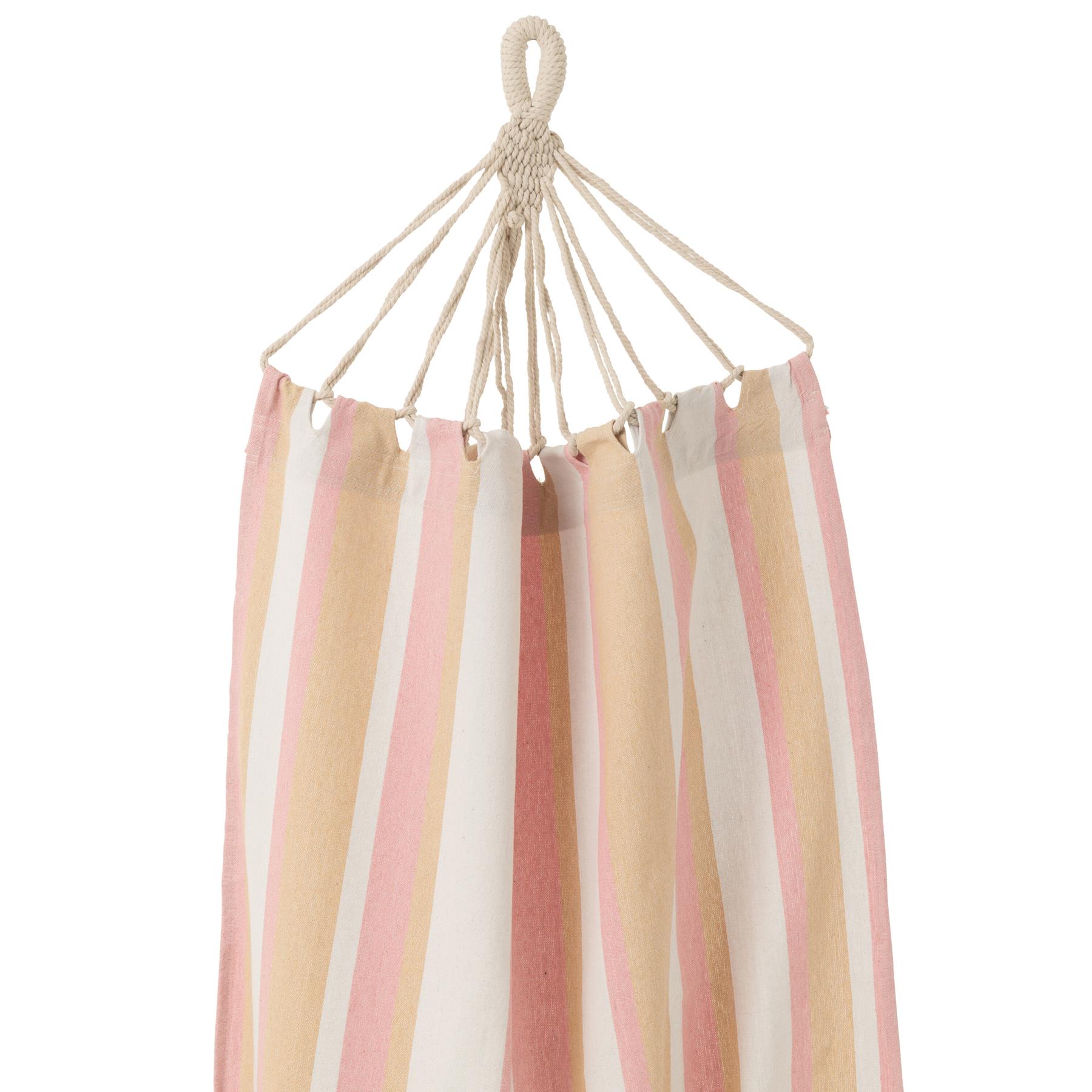 J-Line hangmat Strepen - katoen|polyester - wit|beige|lichtroze