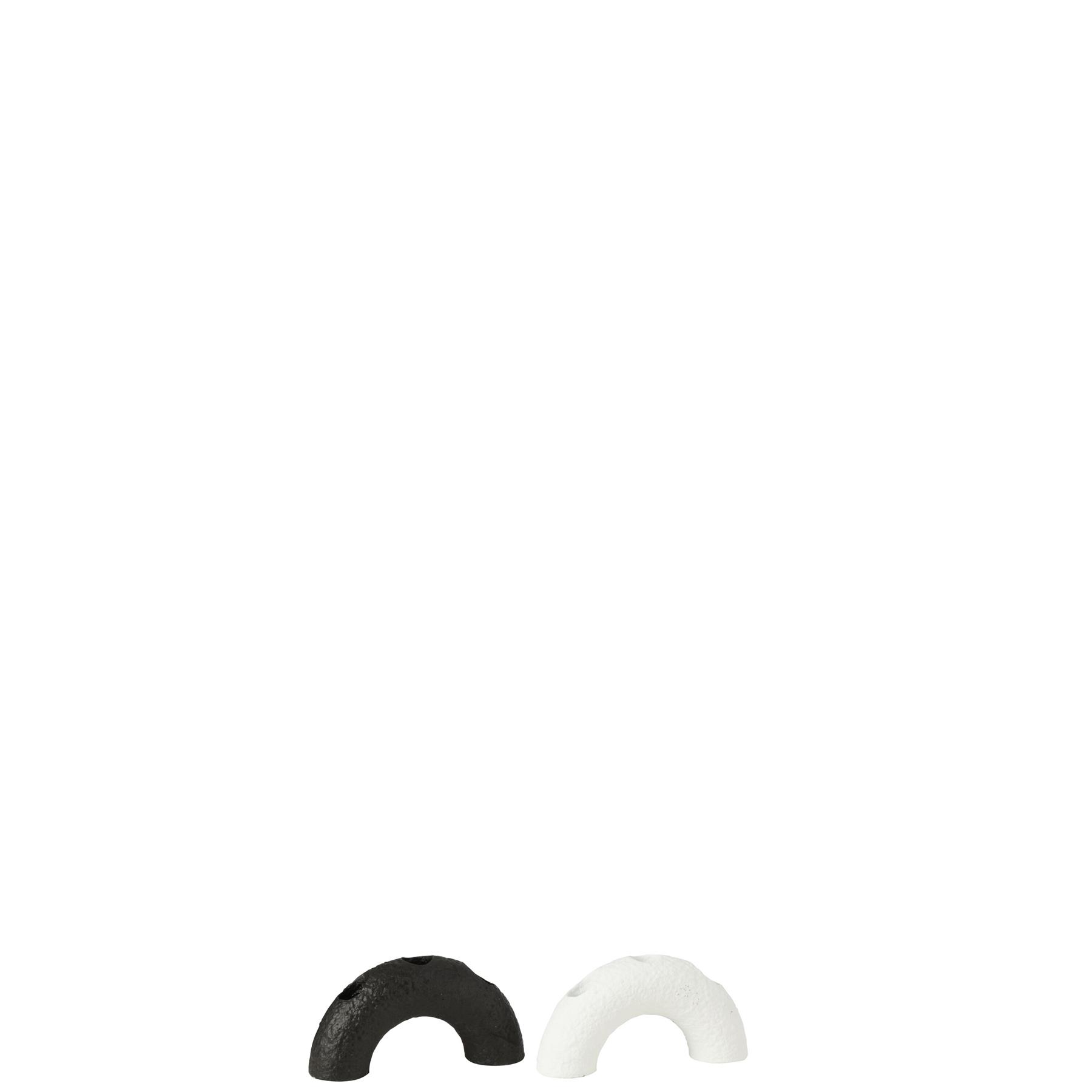 J-Line kandelaar Boog - cement - zwart|wit - 2 stuks