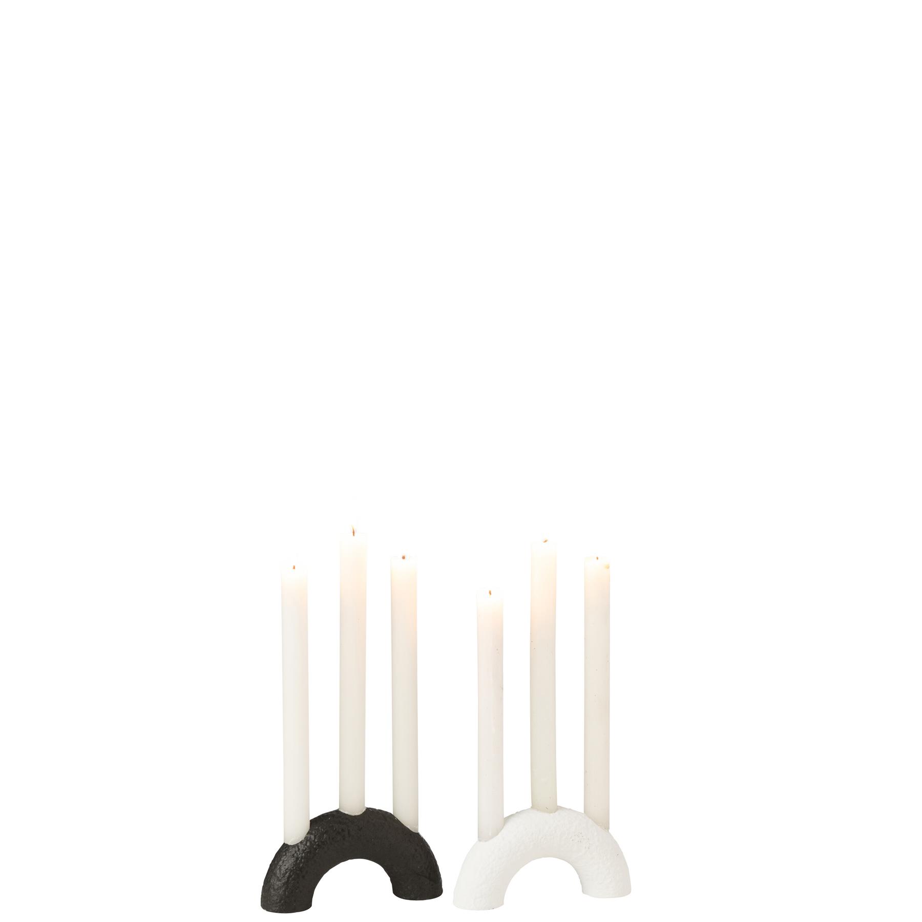 J-Line kandelaar Boog - cement - zwart|wit - 2 stuks