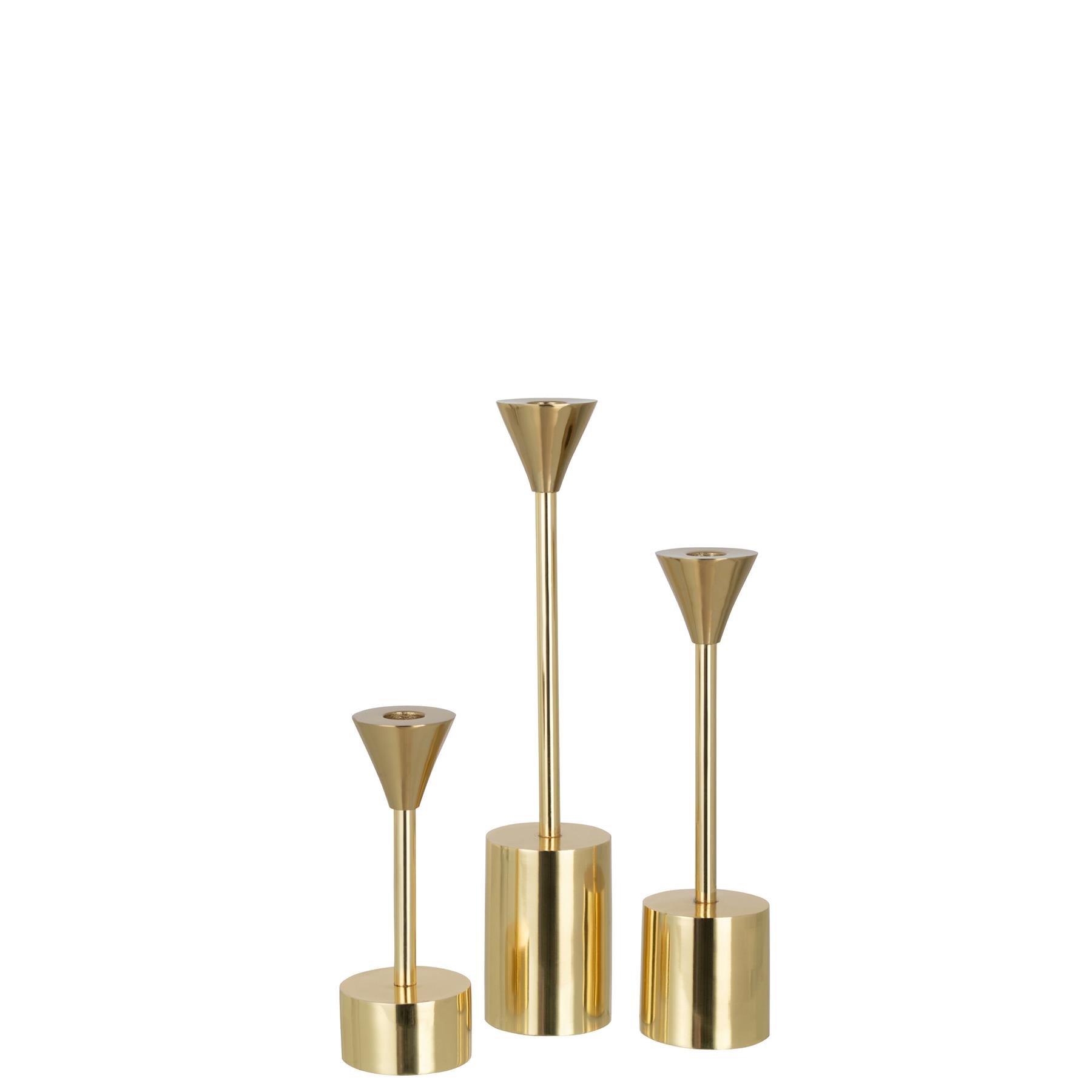 J-Line kandelaar Emma - aluminium - goud - 3 stuks