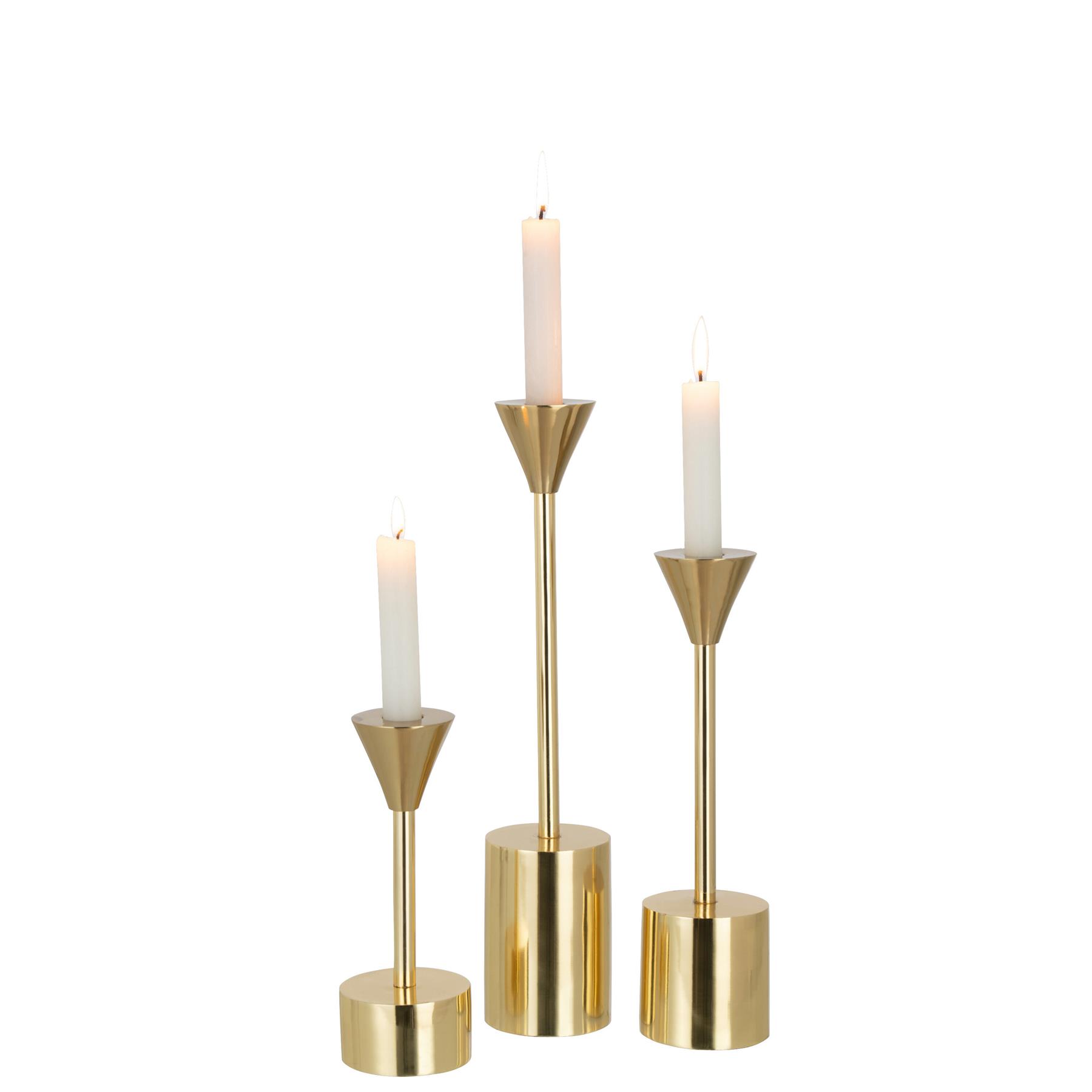 J-Line kandelaar Emma - aluminium - goud - 3 stuks