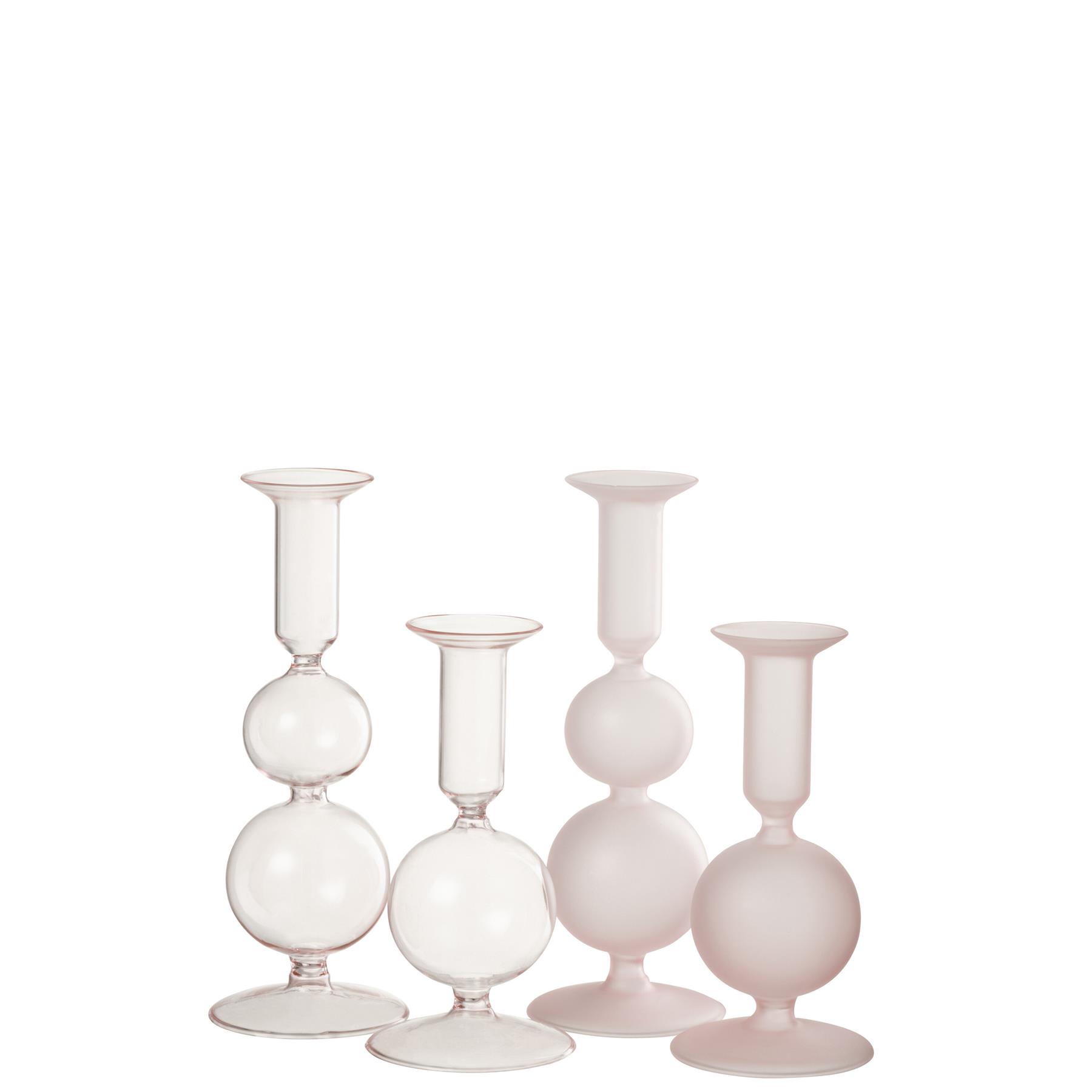 J-Line kaarshouder Ballen - glas - transparant|lichtroze - 2 stuks