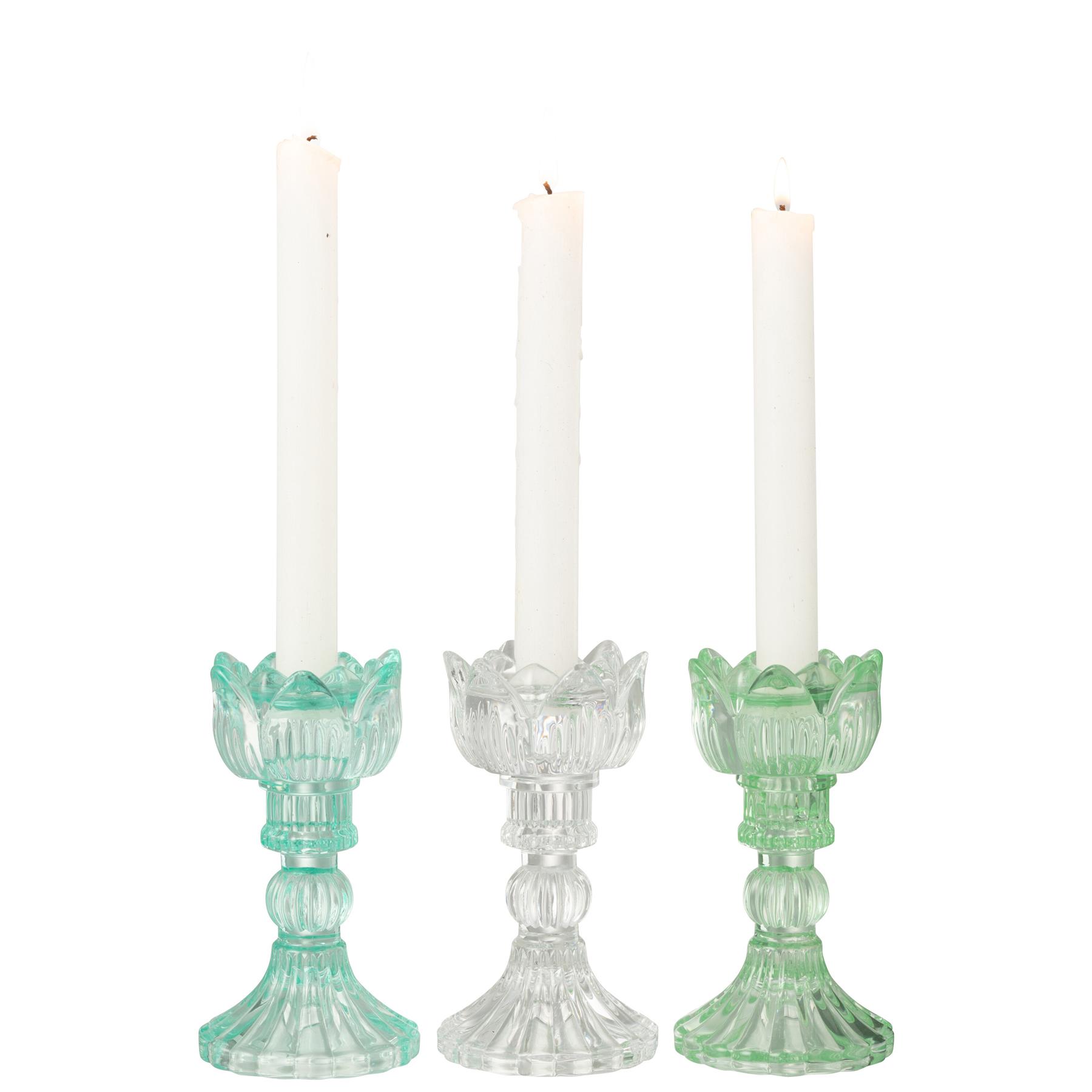 J-Line kandelaar Roos Koud - glas - mix - 3 stuks