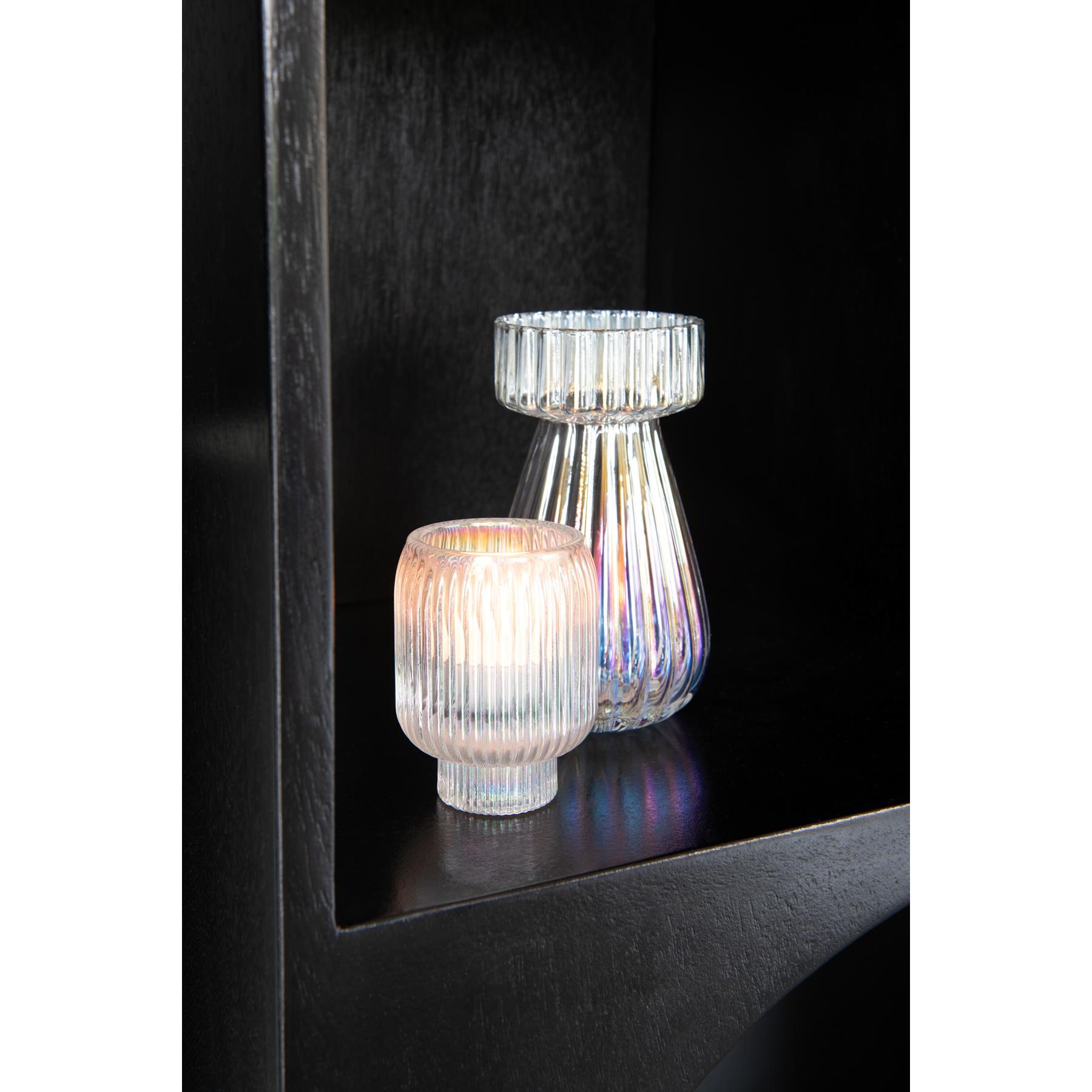 J-Line Kaarshouder|T-Lichthouder Rib Glas Parelmoer Transparant