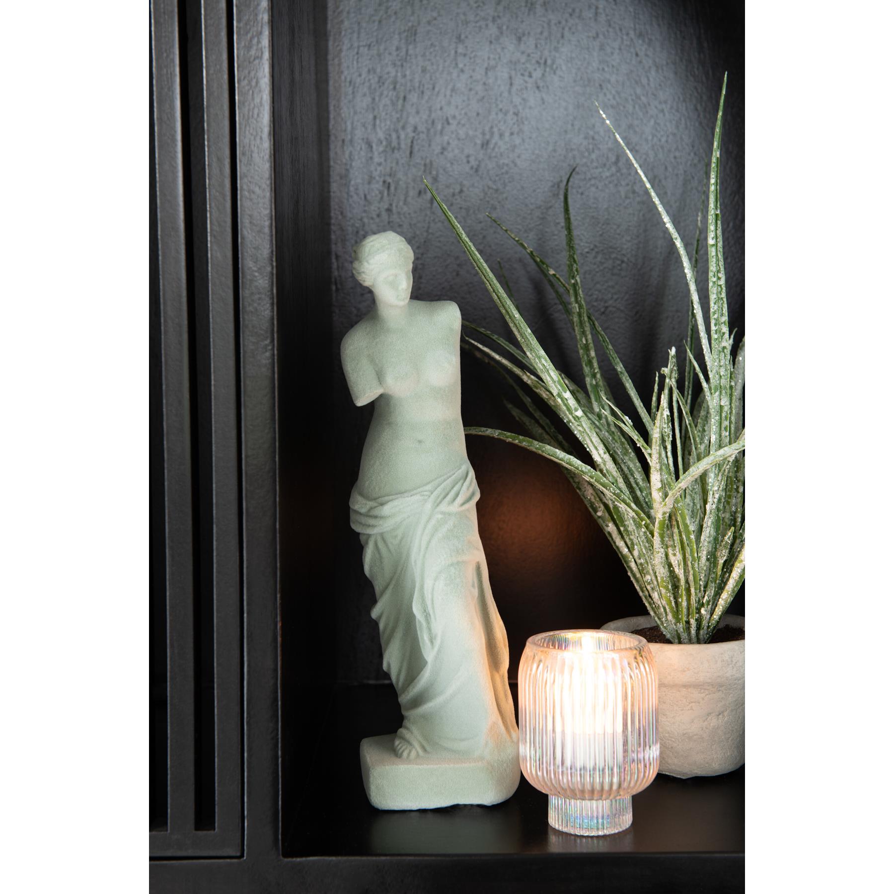 J-Line Kaarshouder|T-Lichthouder Rib Glas Parelmoer Transparant