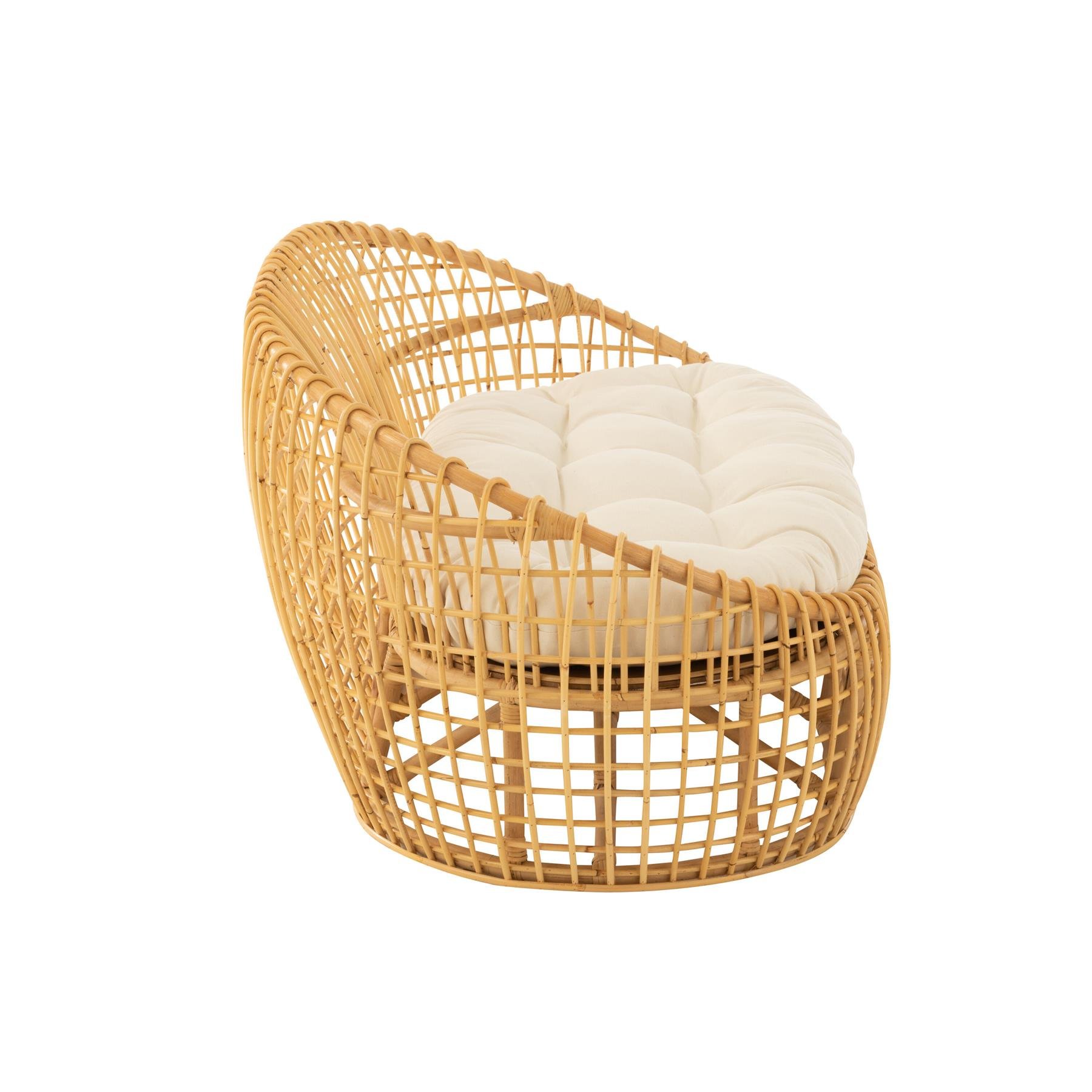 J-Line sofa Lise + kussen 2 Personen - rotan|textiel - naturel|wit