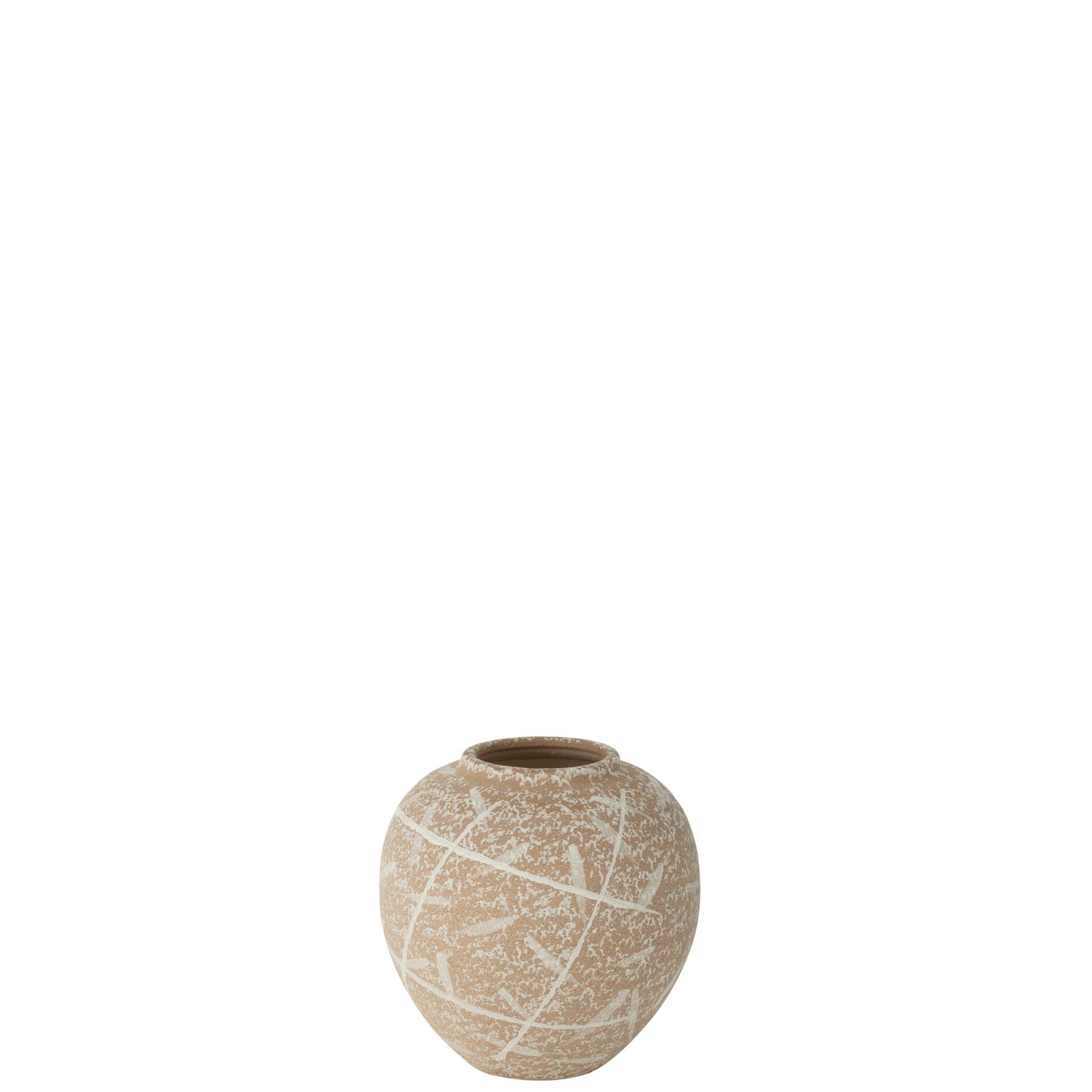 J-Line vaas Dune Rond - keramiek - beige|wit - Ø 21 cm