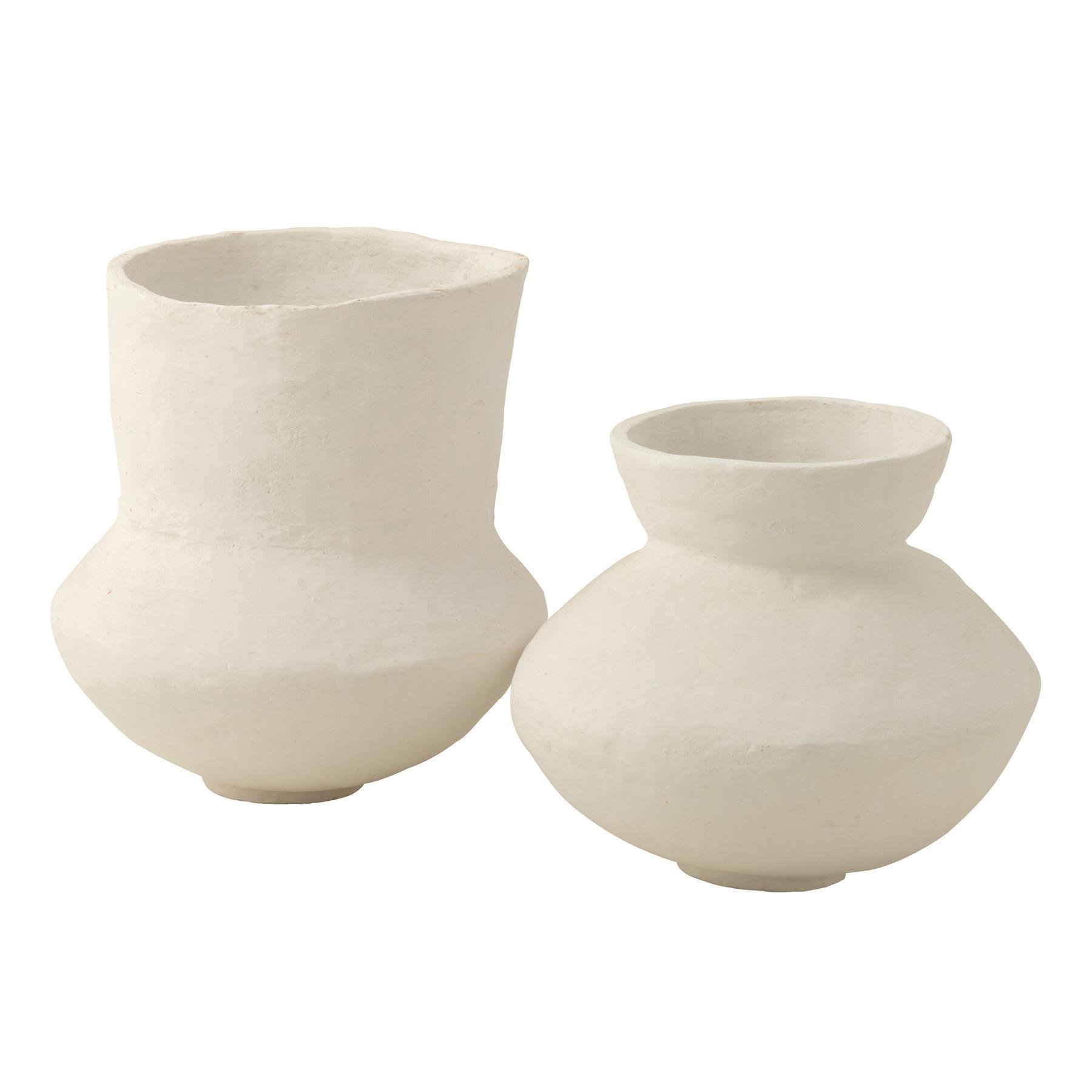 J-Line bloempot Archaic - papier maché - wit - Ø 40 cm