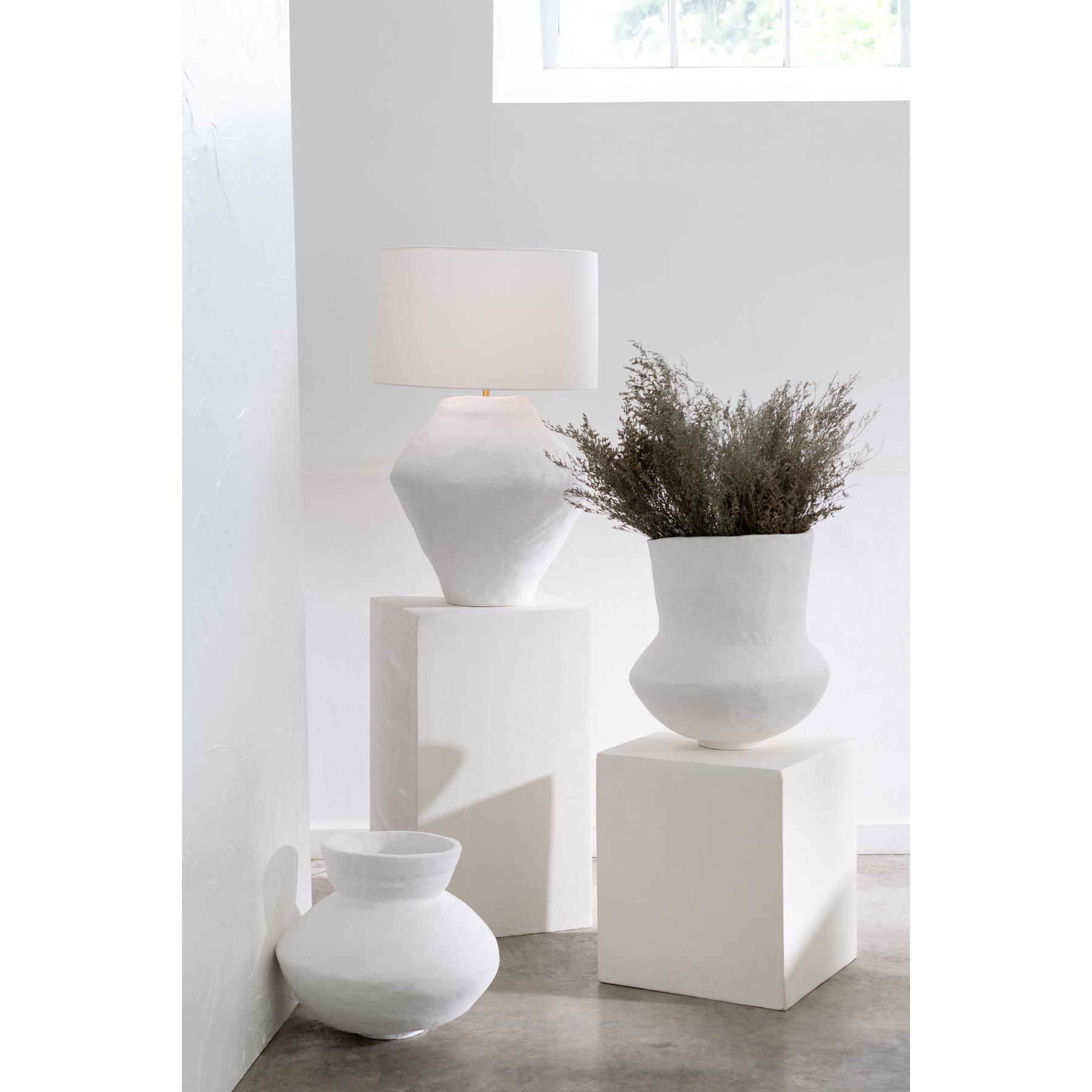 J-Line bloempot Archaic - papier maché - wit - Ø 40 cm