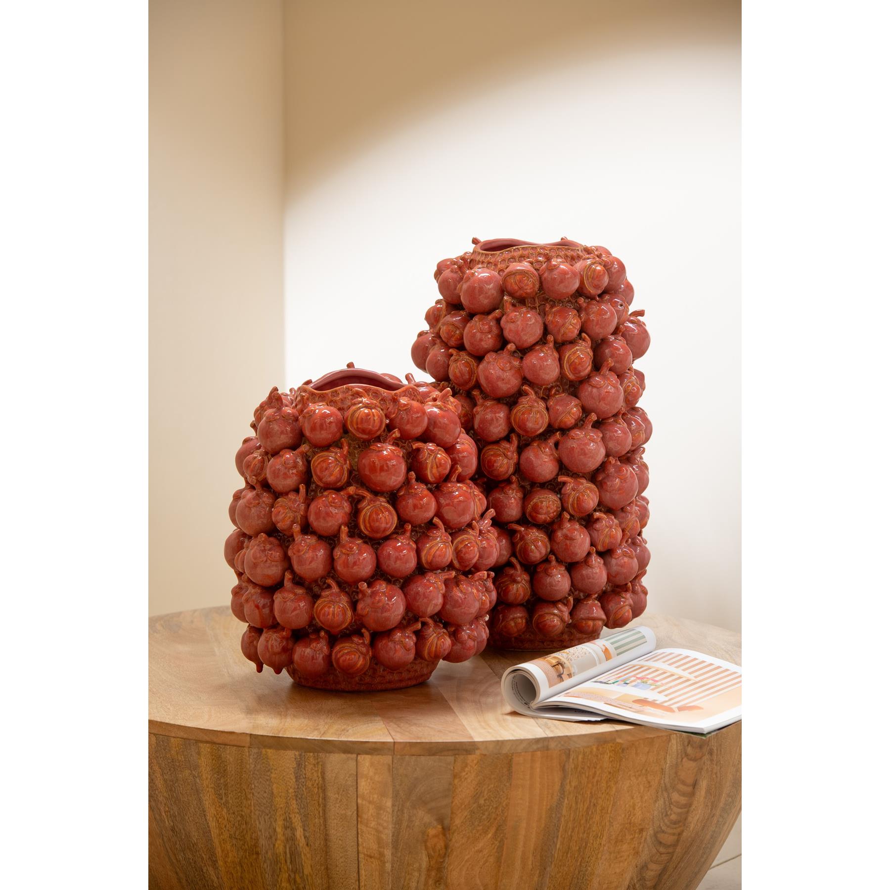J-Line vaas Botanica - keramiek - koper|roze - large - 49 cm hoog