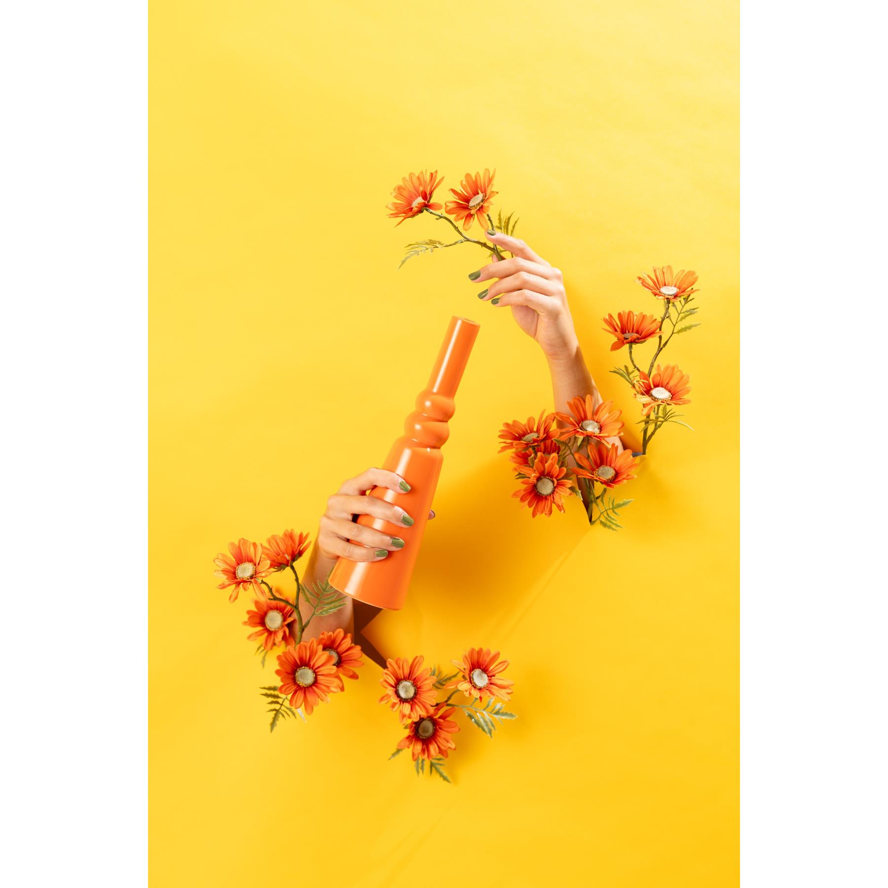 J-Line vaas Leia - porselein - oranje - set van 3 - 32 cm hoog