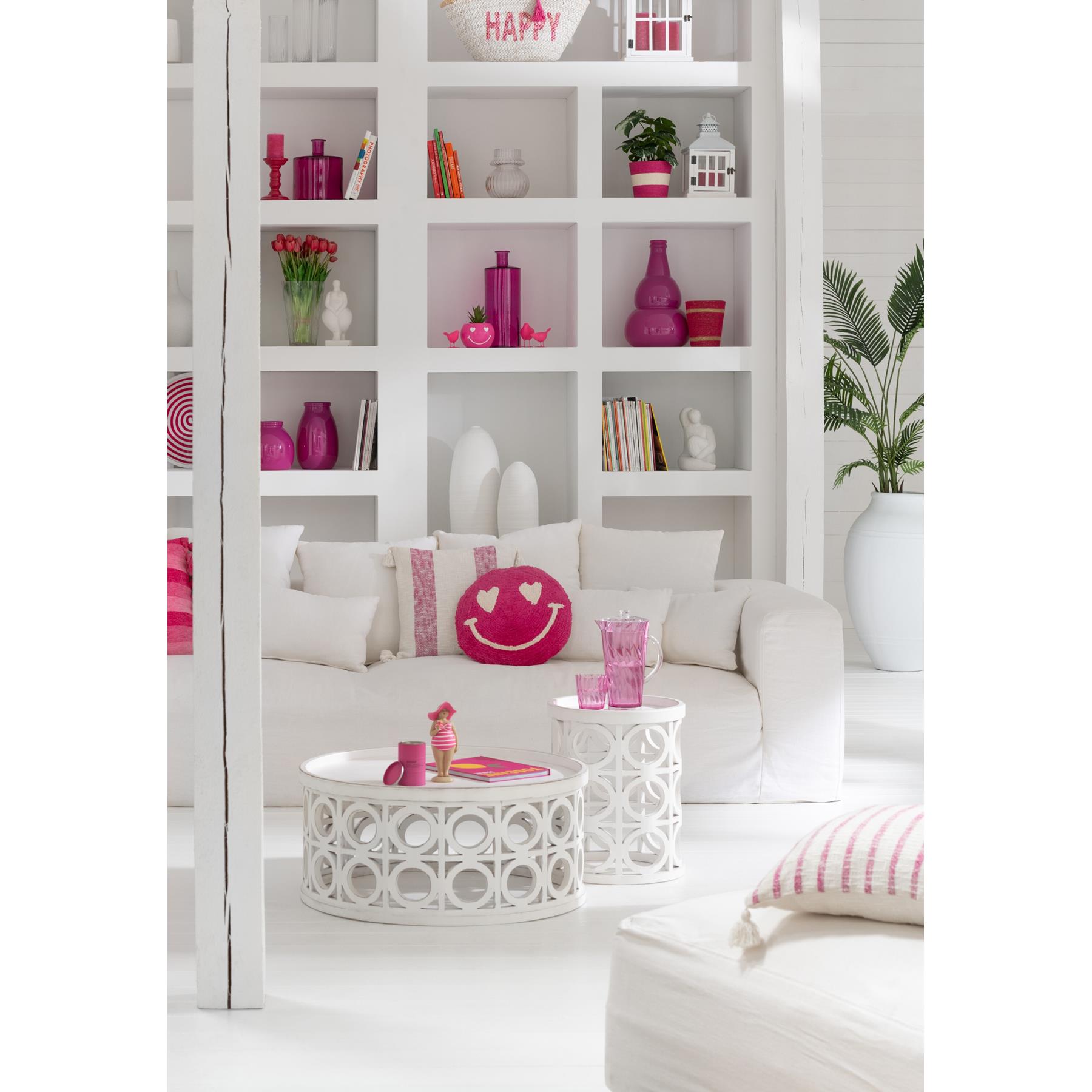 J-Line vaas Cocoon - glas - rose - 45 cm hoog