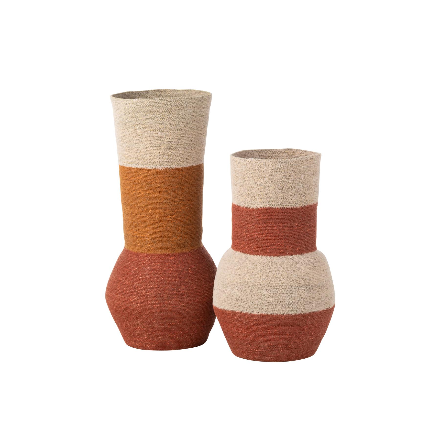 J-Line vaas Strepen - zeegras - naturel|roest - 68 cm hoog