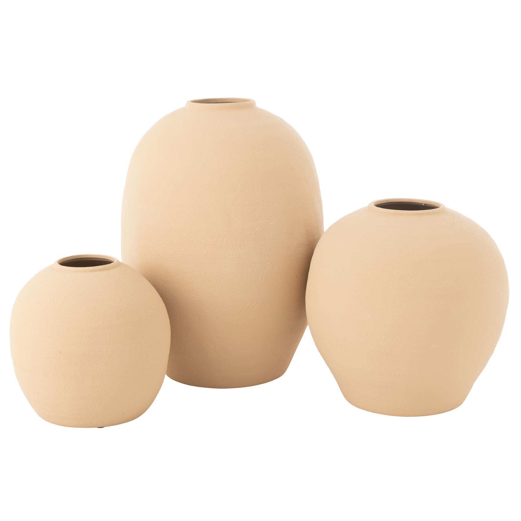 J-Line vaas Cassia Ovaal - keramiek - beige - Ø 39 cm